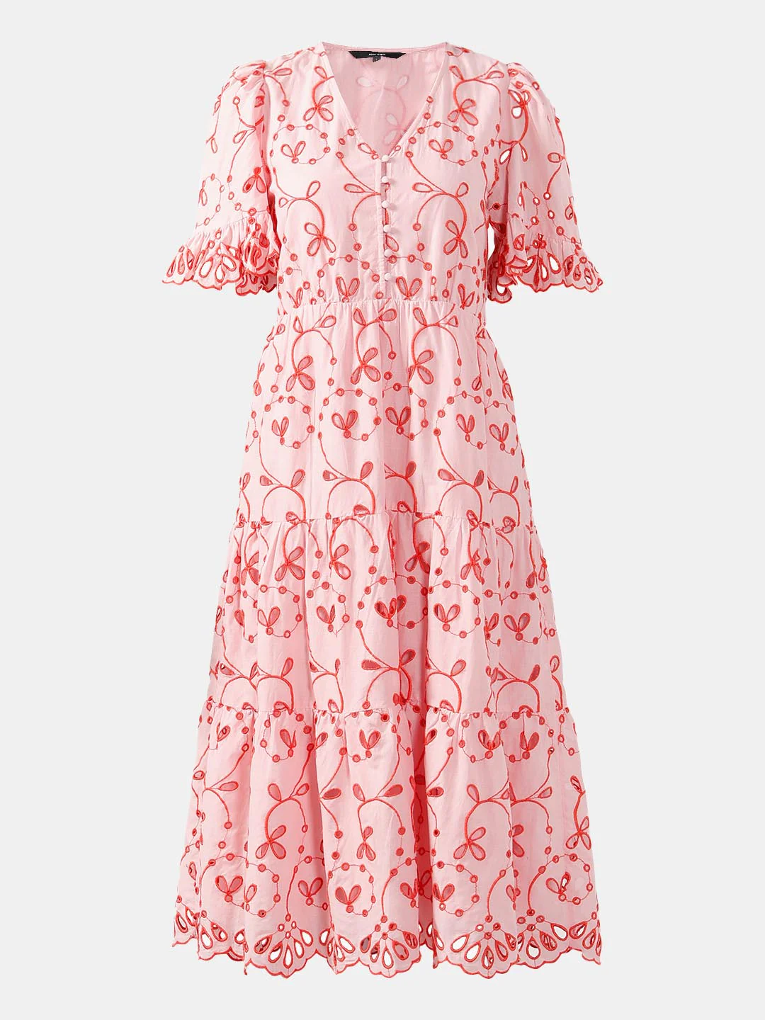Vero Moda Pink Schiffli Embroidered Dress - Image 7