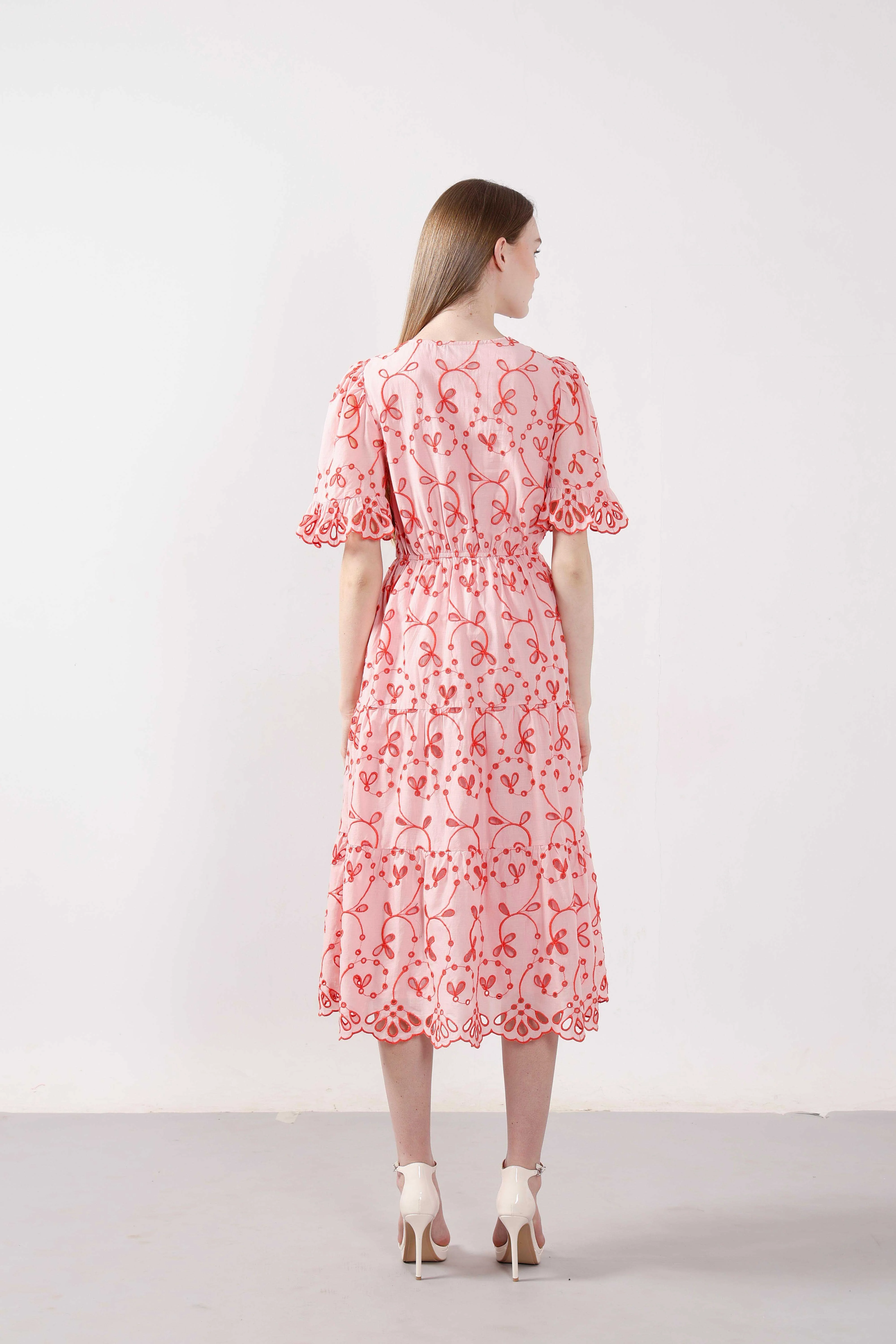 Vero Moda Pink Schiffli Embroidered Dress - Image 9
