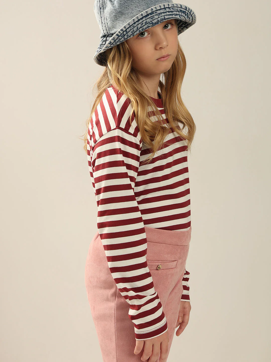 GIRLS White Striped Short Top