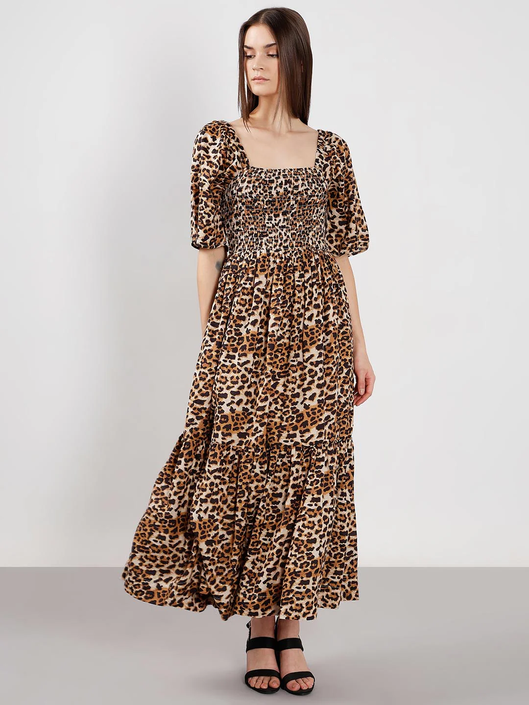 Vero Moda Brown Animal Print Dress - Image 2