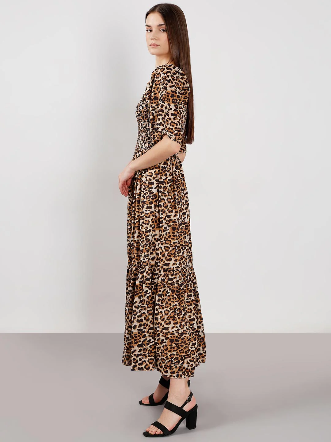 Vero Moda Brown Animal Print Dress - Image 3