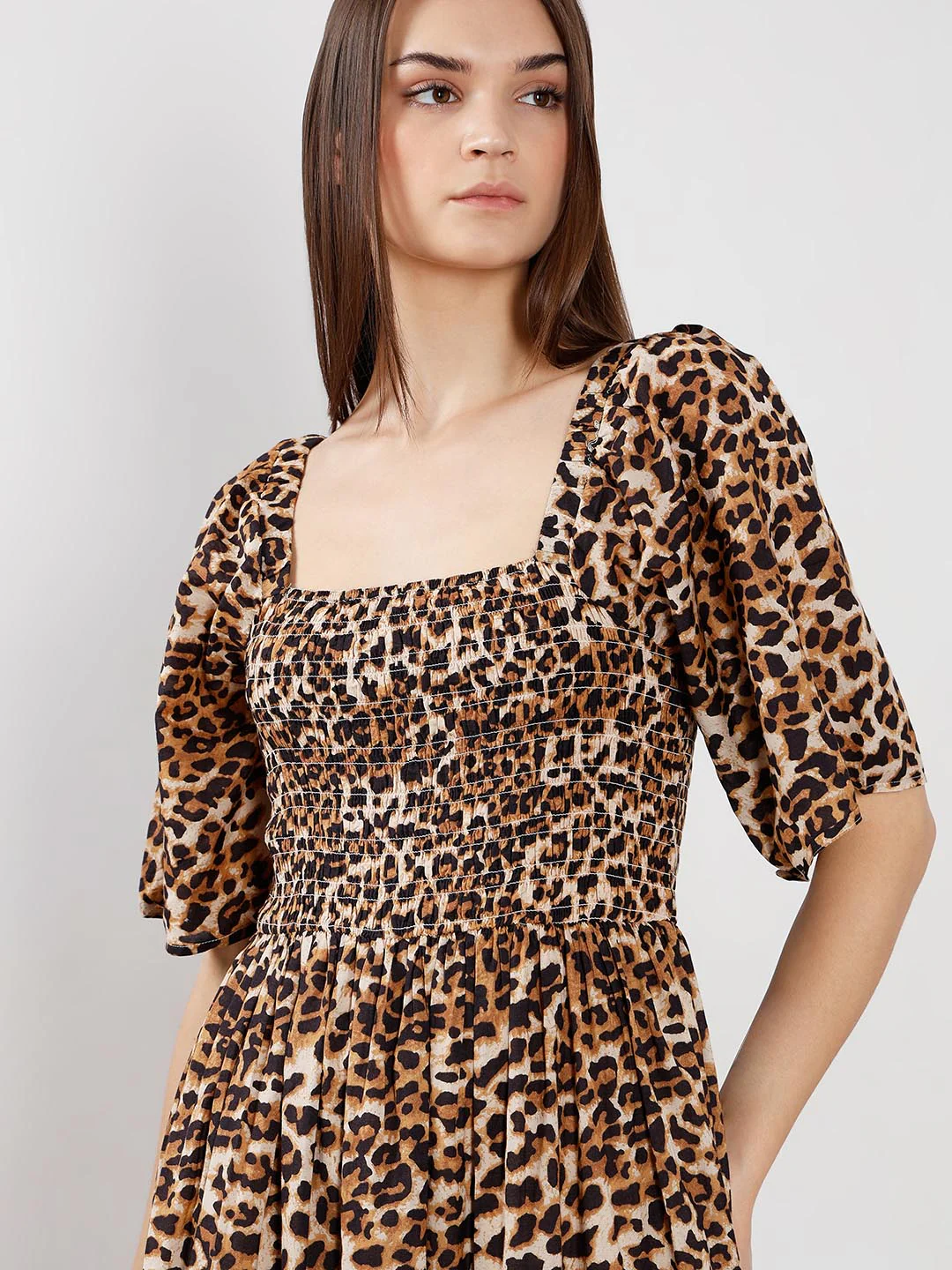 Vero Moda Brown Animal Print Dress - Image 5