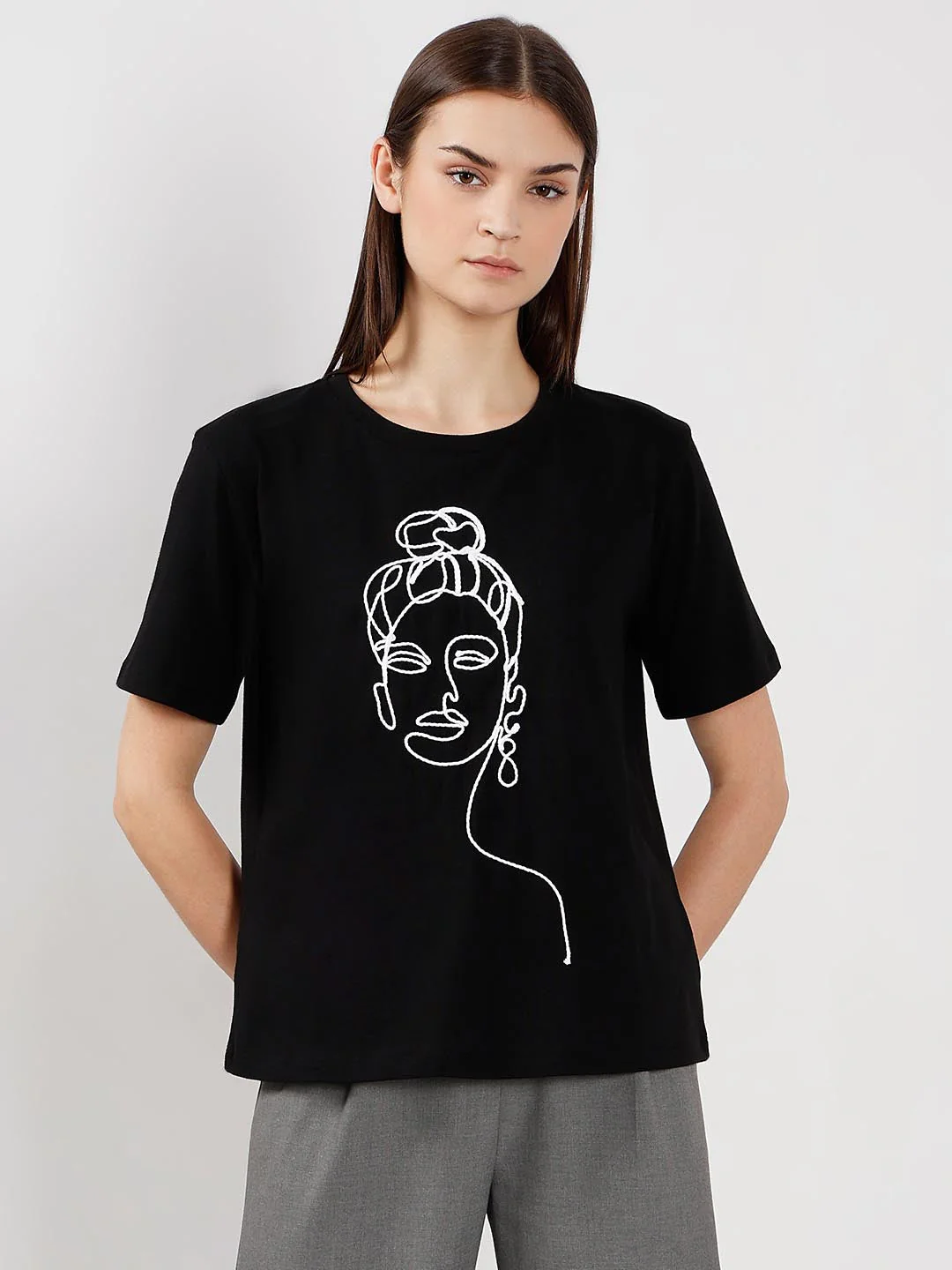 Vero Moda Black Cotton T-Shirt - Image 2