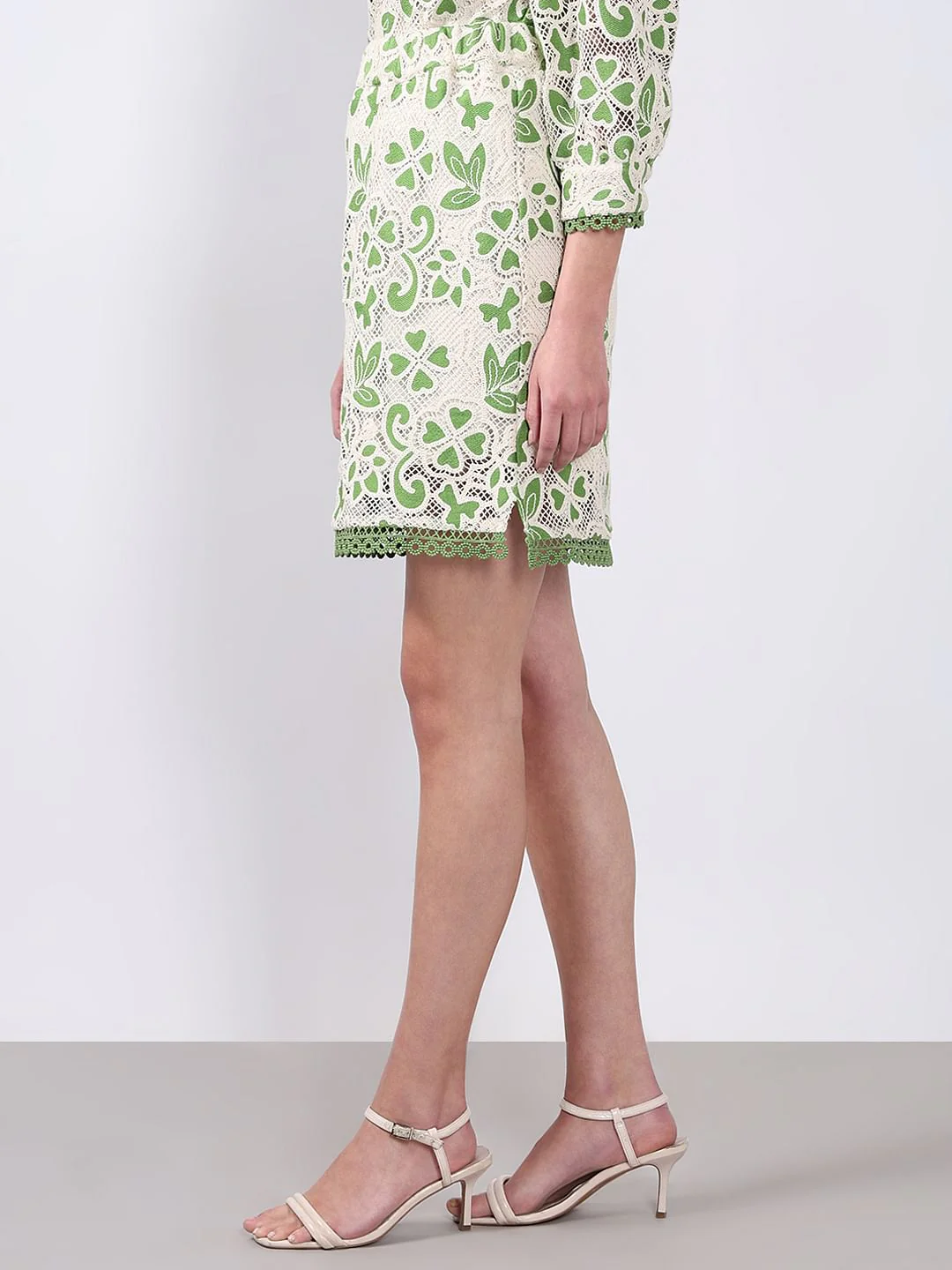 Green Embroidered Co-Ord Set Skirt - Image 3