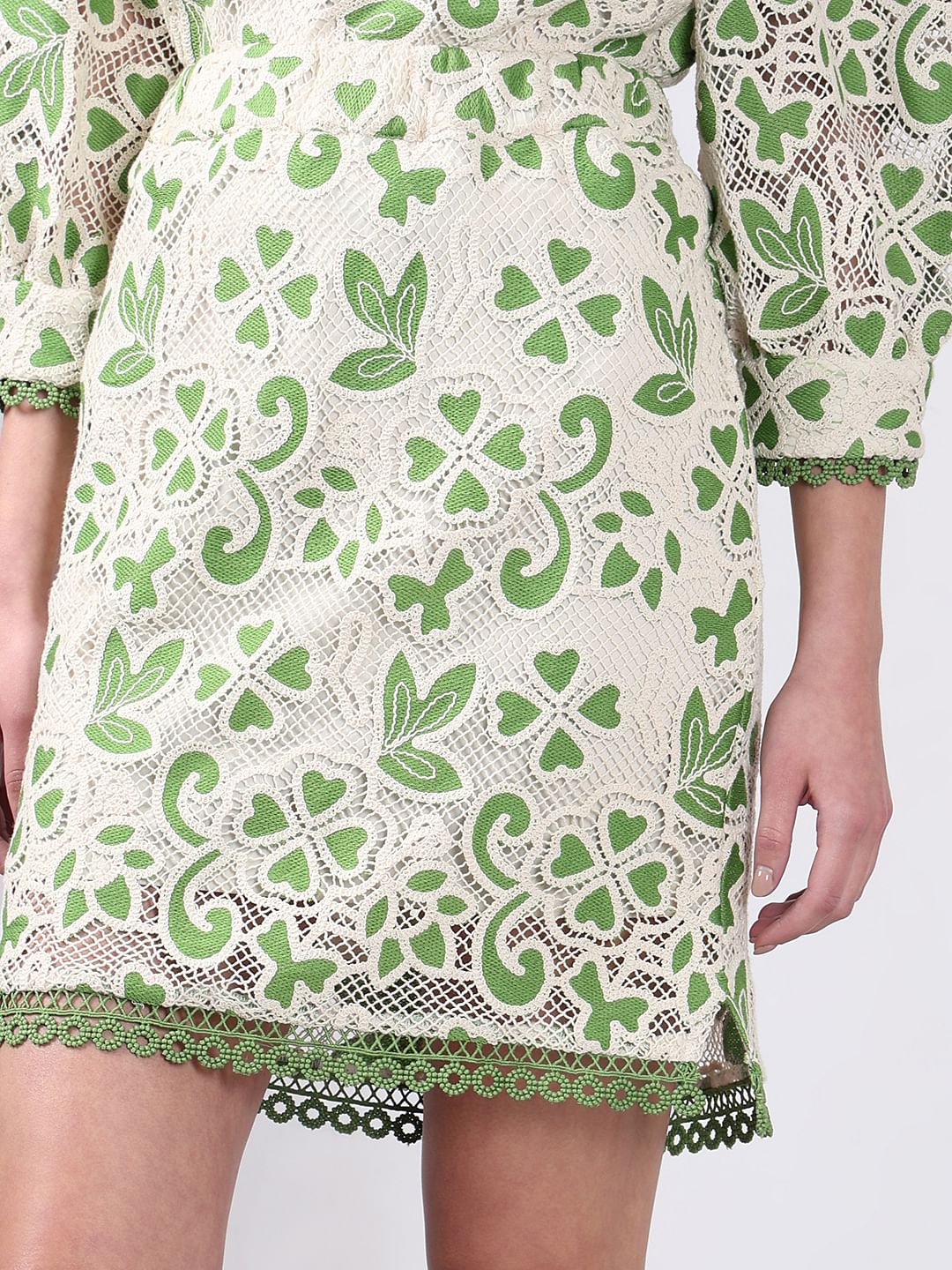 Green Embroidered Co-Ord Set Skirt - Image 6