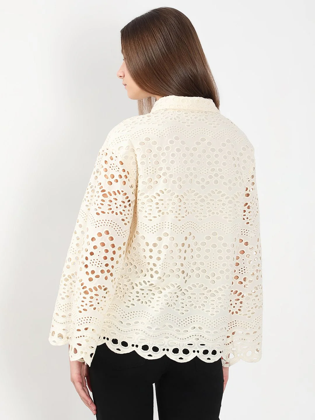 Ecru Cutwork Cotton Shirt - Image 4