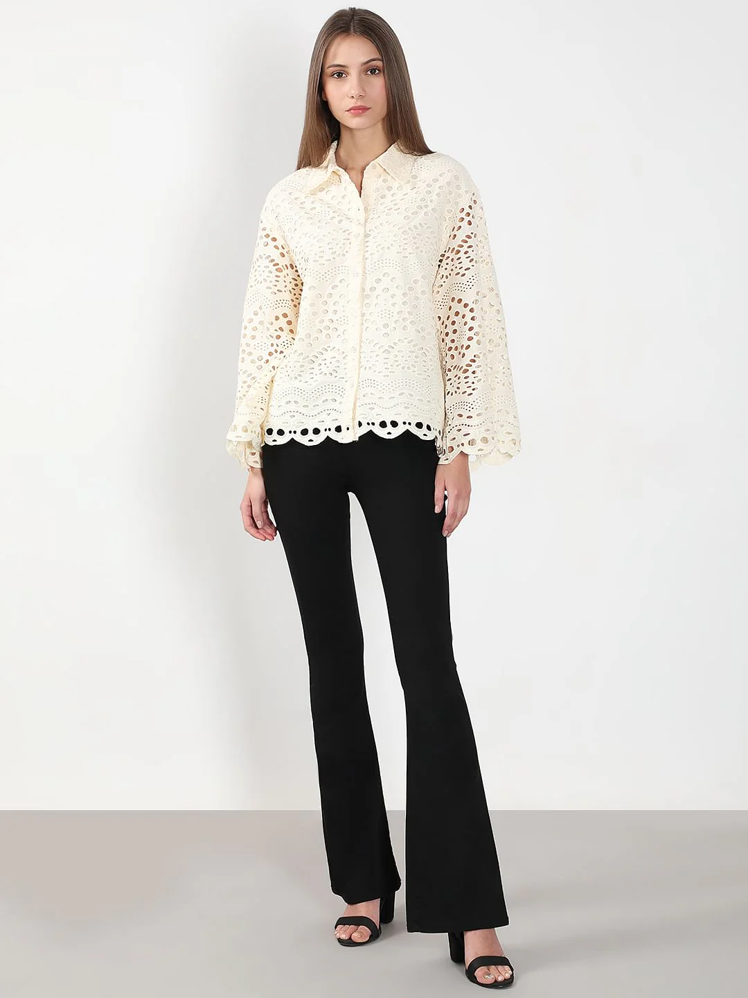 Ecru Cutwork Cotton Shirt - Image 5