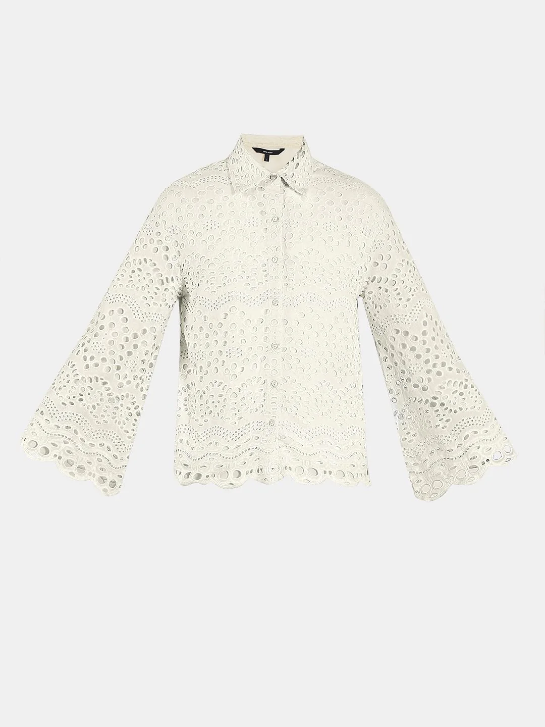 Ecru Cutwork Cotton Shirt - Image 7