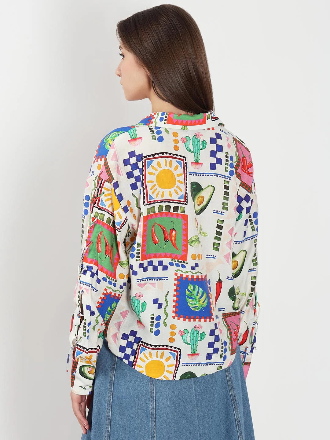 Ecru Printed Full Sleeves Shirt - Image 3