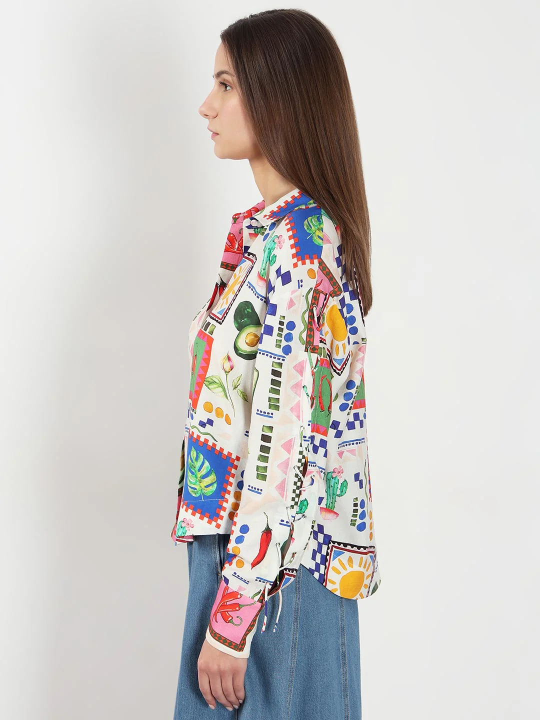 Ecru Printed Full Sleeves Shirt - Image 4