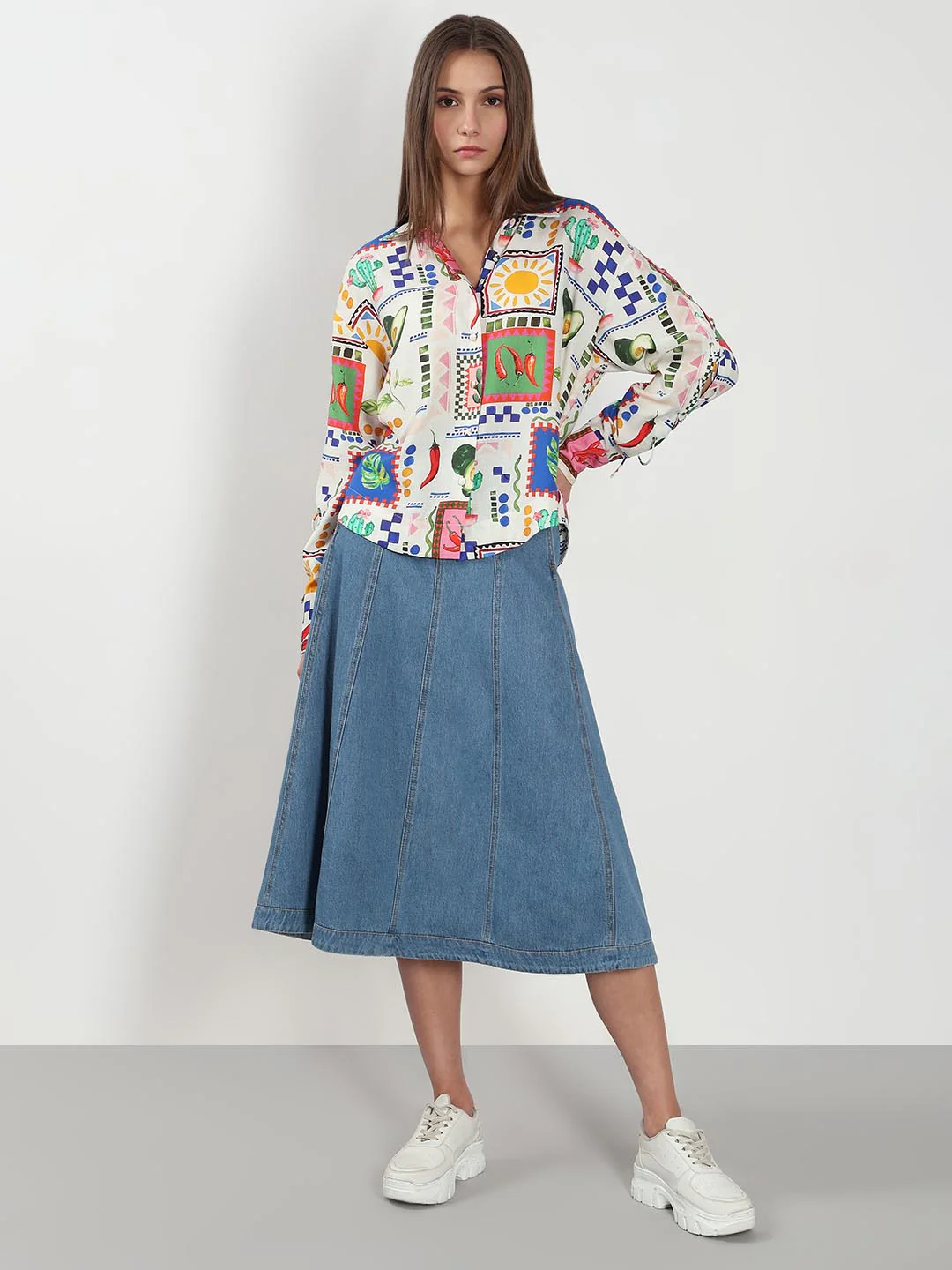 Ecru Printed Full Sleeves Shirt - Image 5