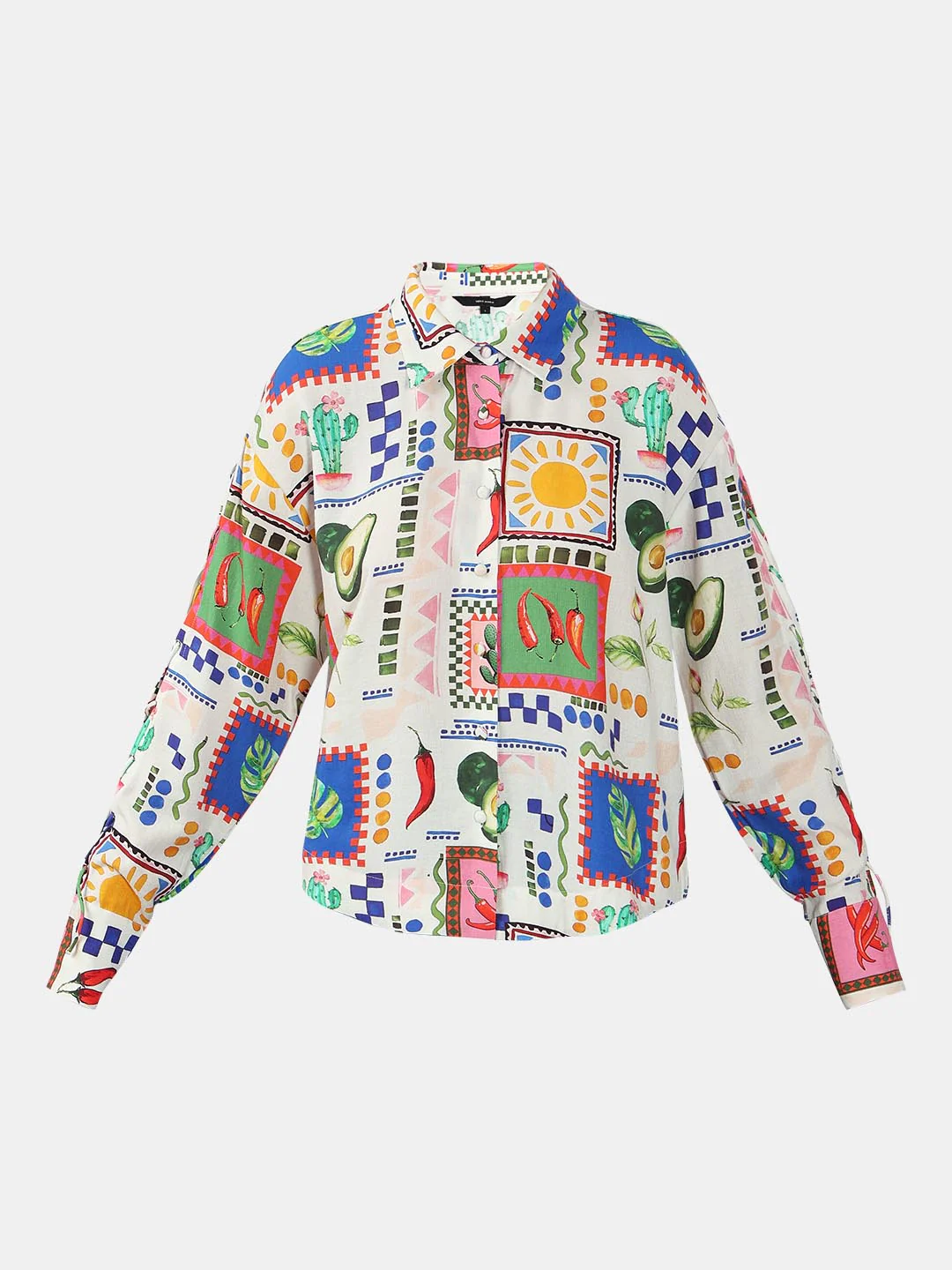 Ecru Printed Full Sleeves Shirt - Image 7