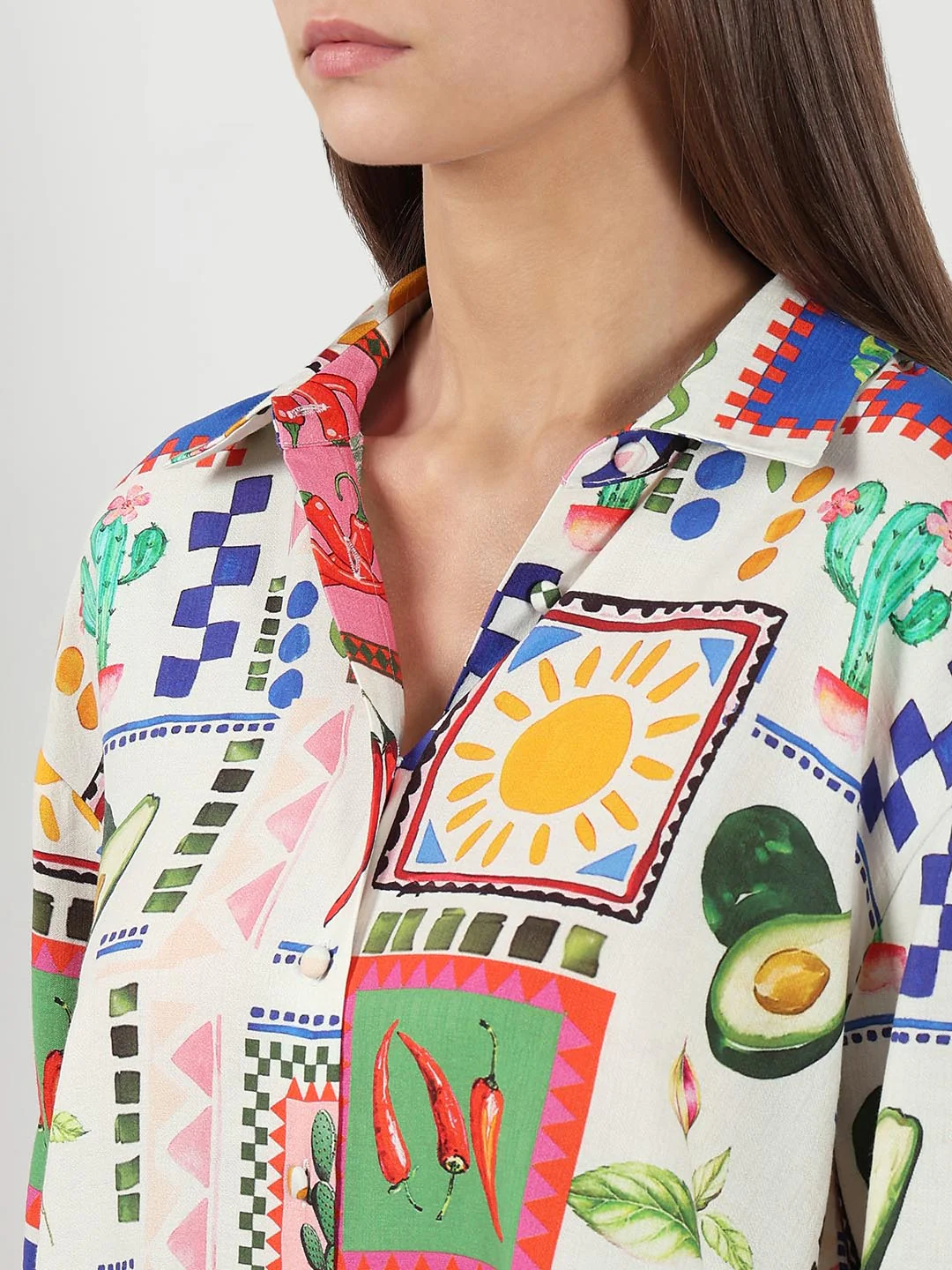 Ecru Printed Full Sleeves Shirt - Image 8