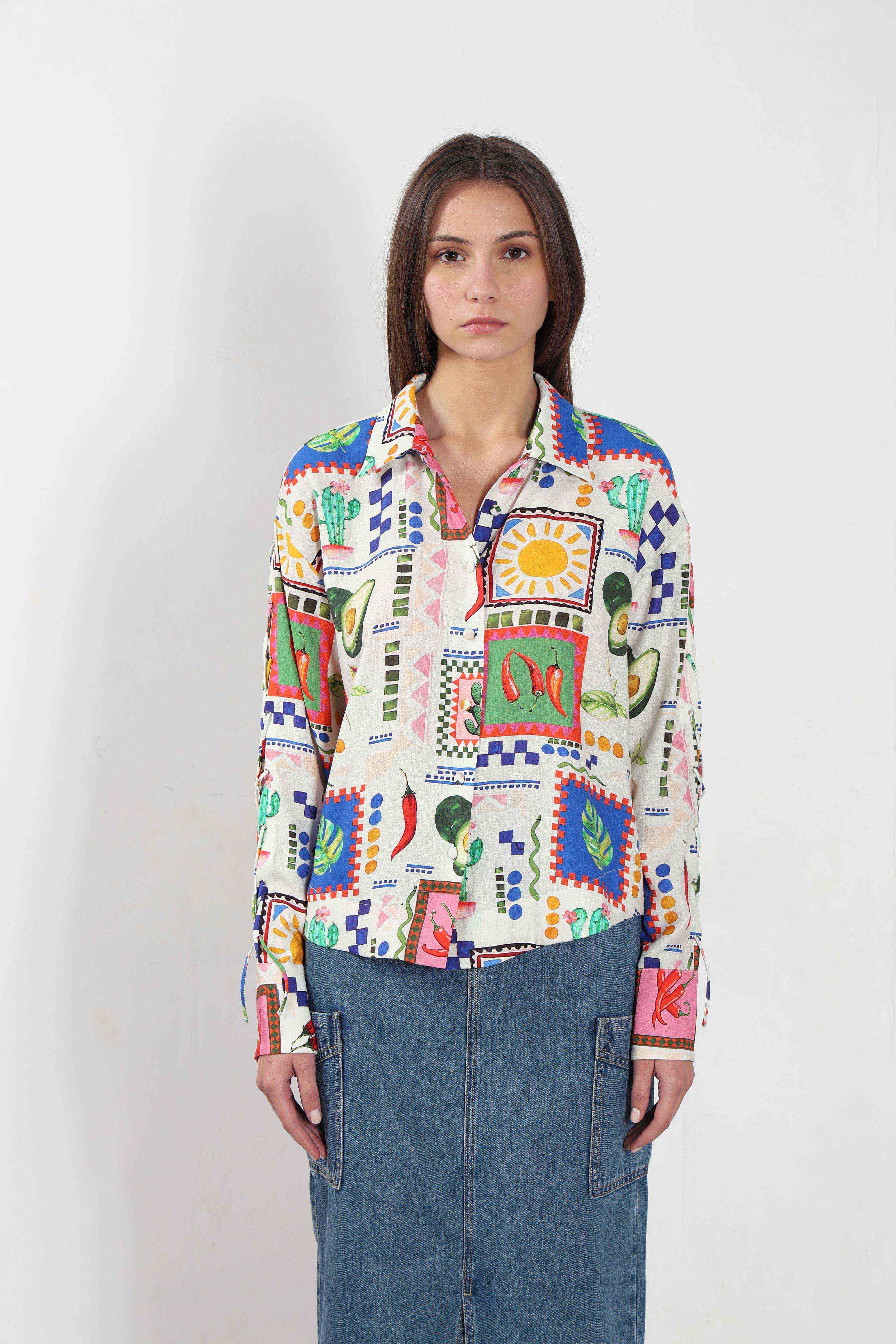 Ecru Printed Full Sleeves Shirt - Image 9