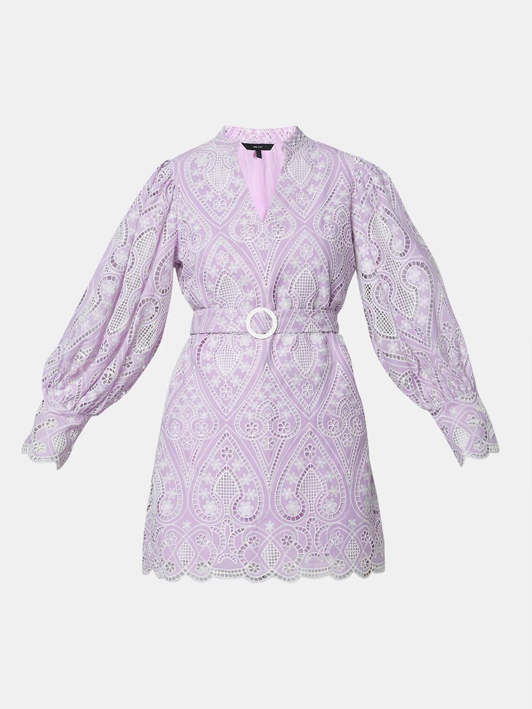 Lilac Schiffli Embroidered Mini Dress - Image 7