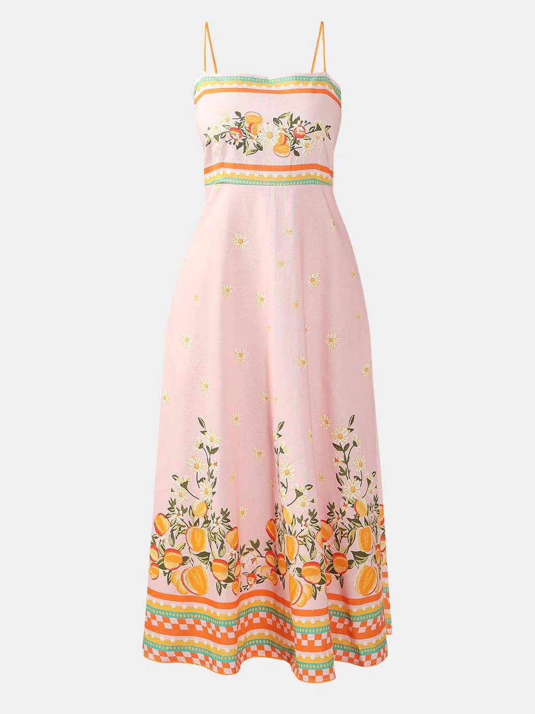 Vero Moda Peach Pink Printed Strappy Midi Dress - Image 7