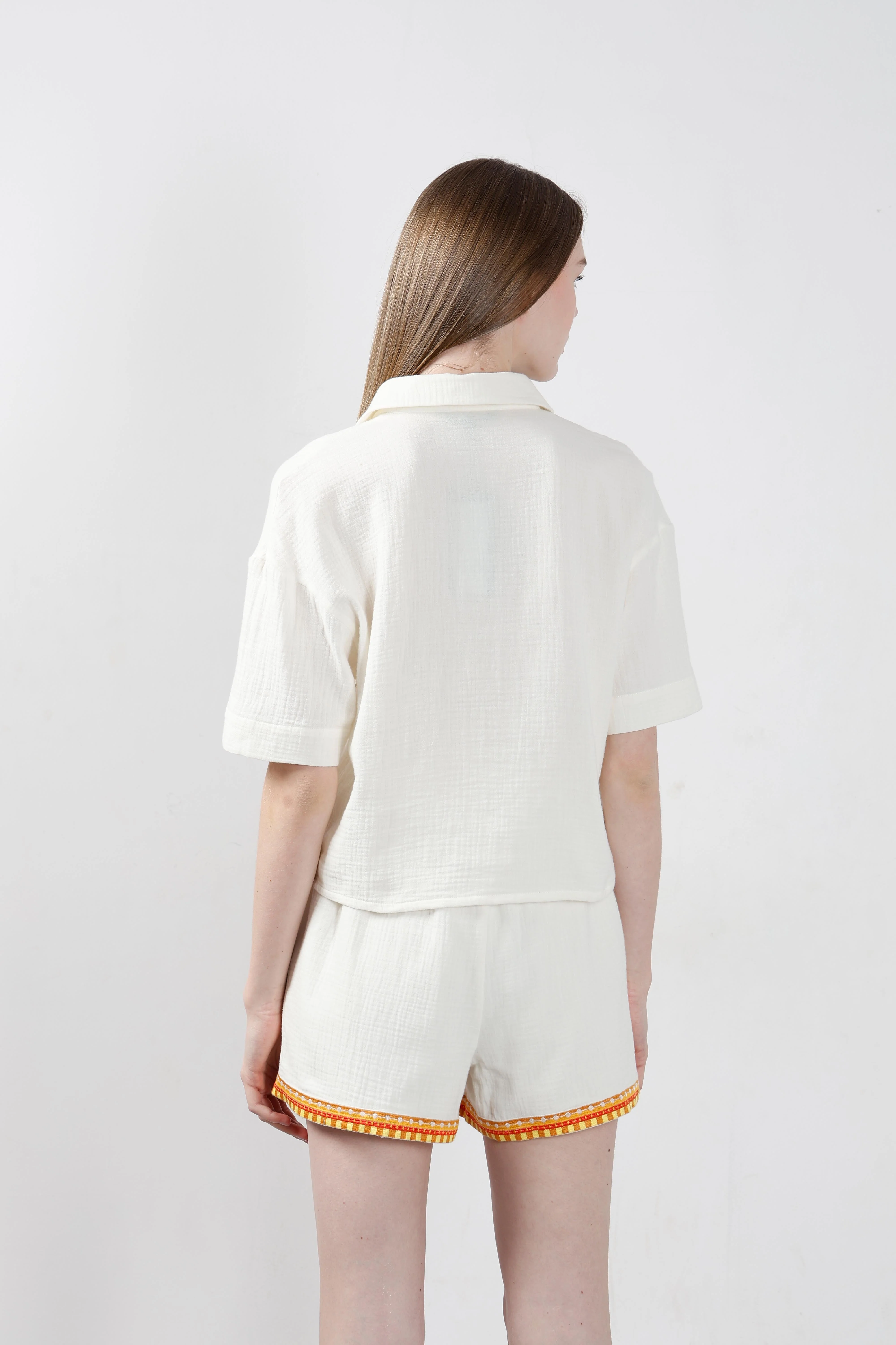 Vero Moda White Embroidered Print Shirt - Image 10