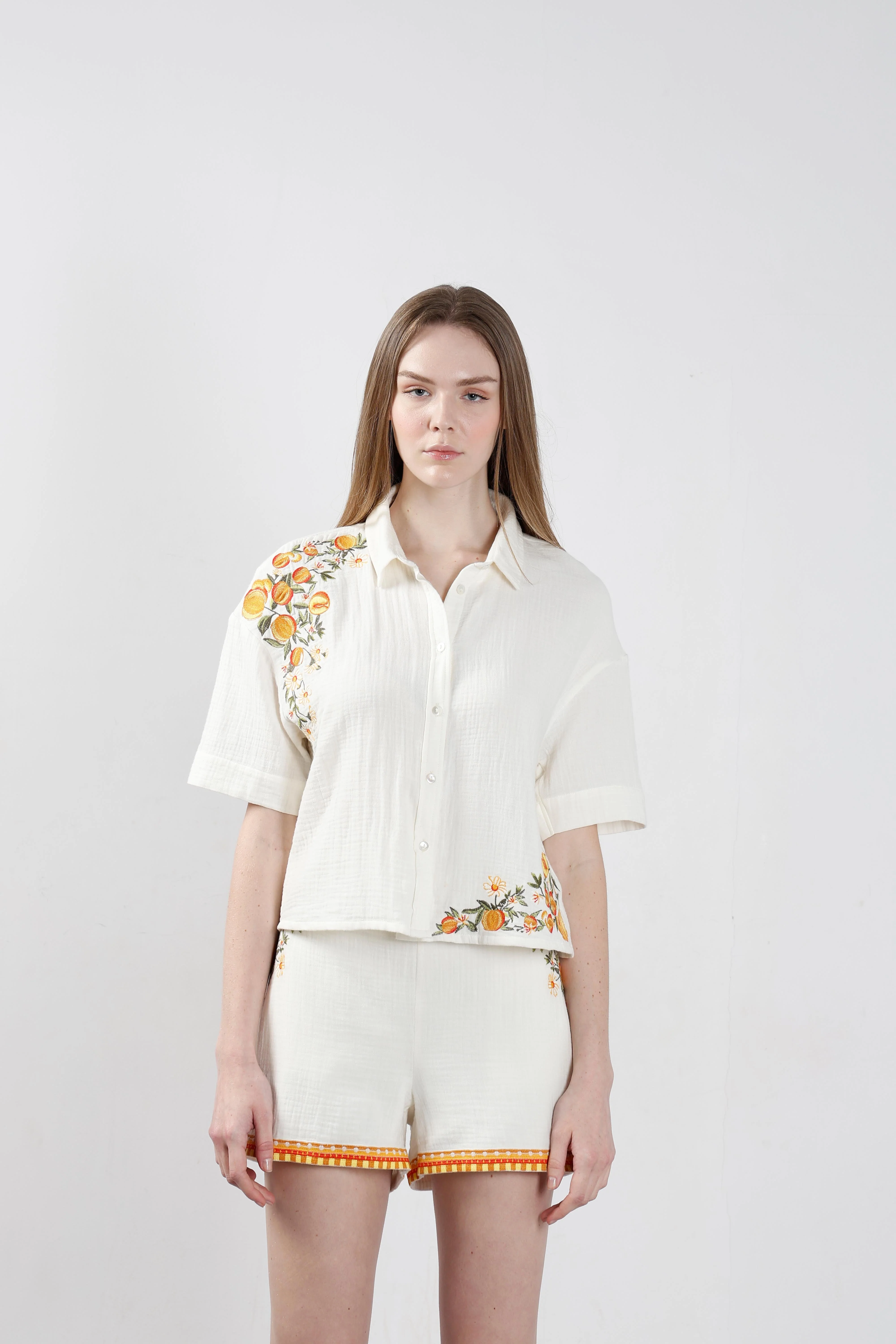 Vero Moda White Embroidered Print Shirt - Image 9
