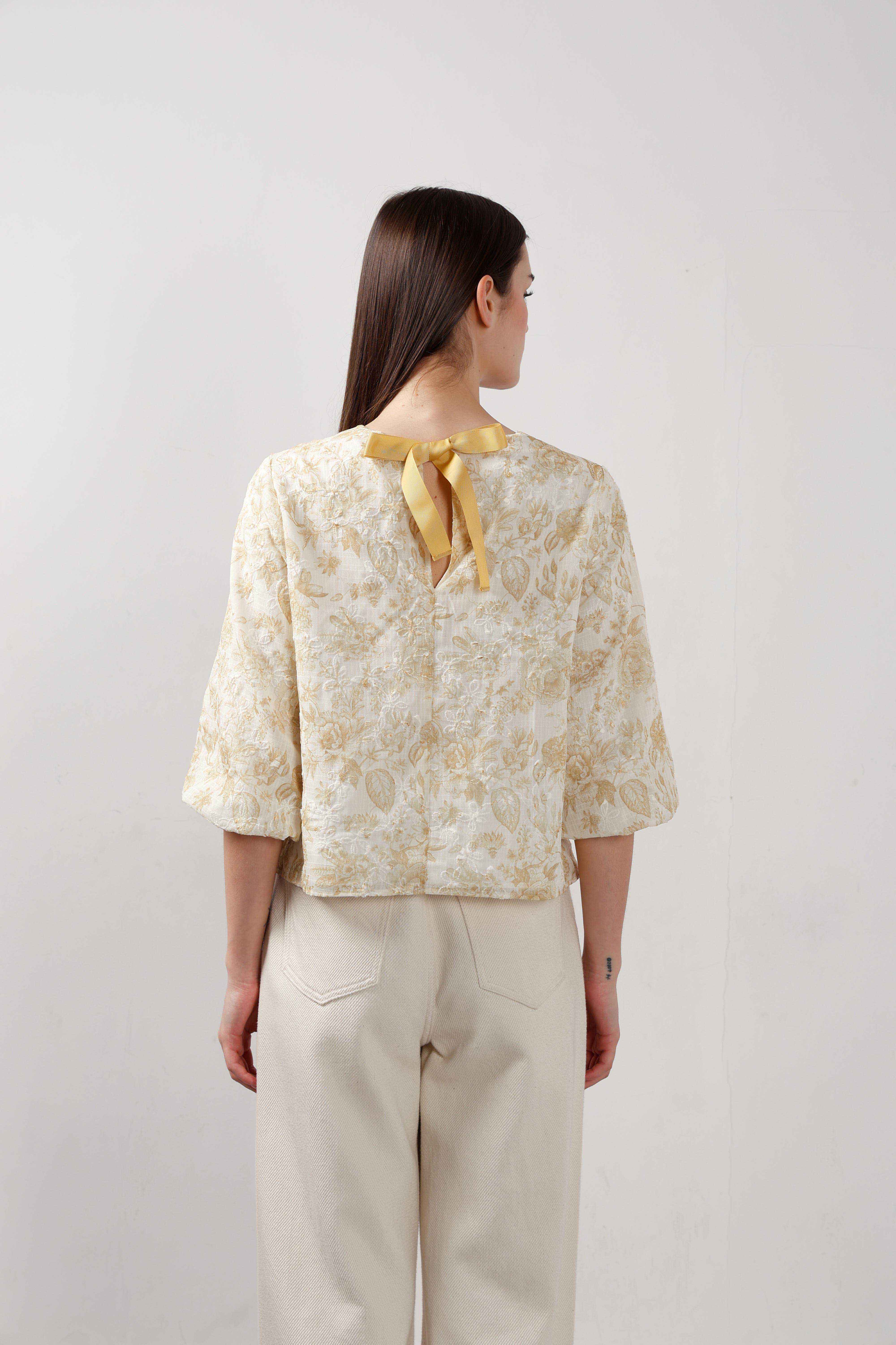 Vero Moda Ecru Jacquard Printed Top - Image 10