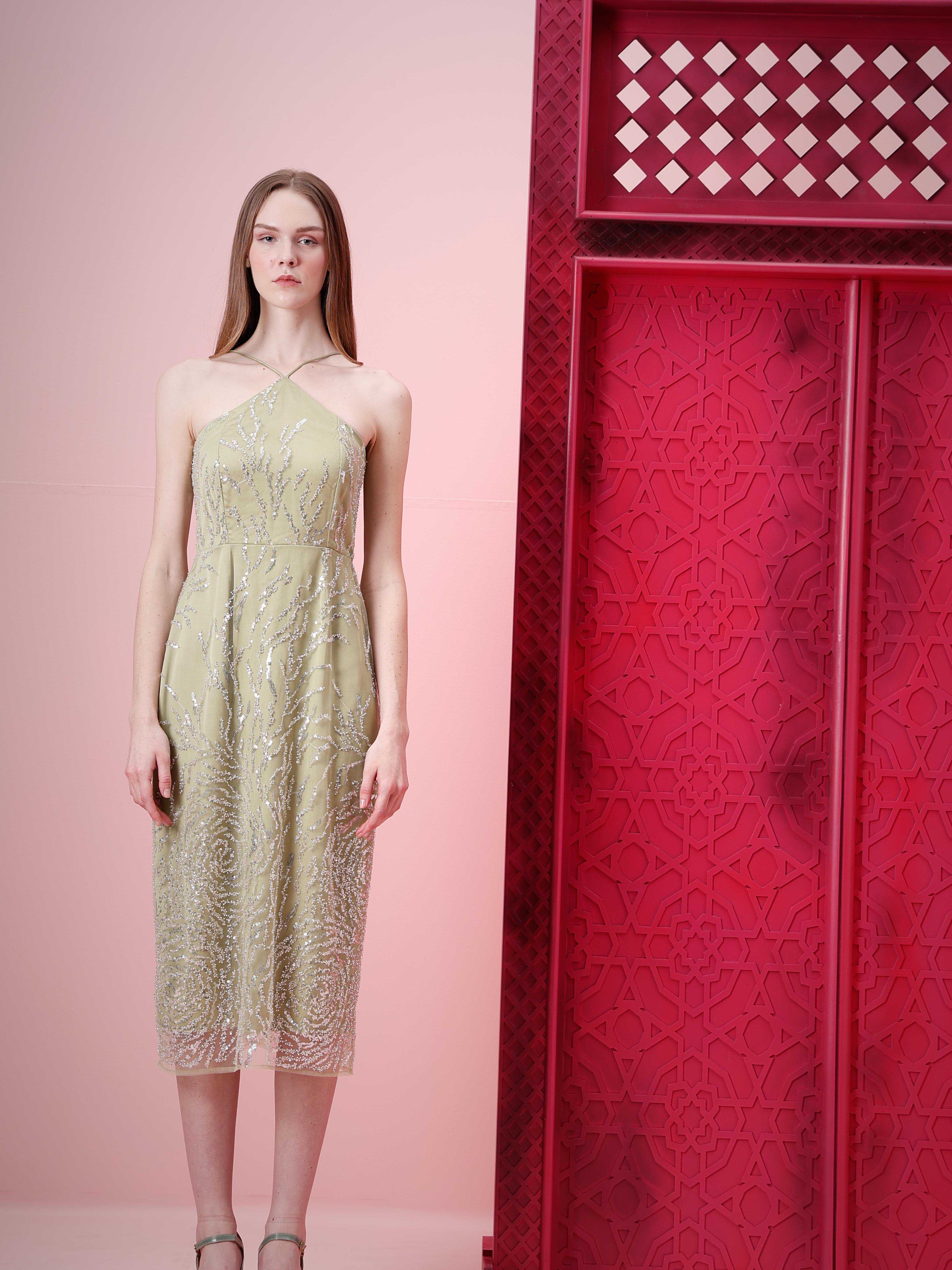 Vero Moda Marquee Sage Green Strappy Midi Dress - Image 8