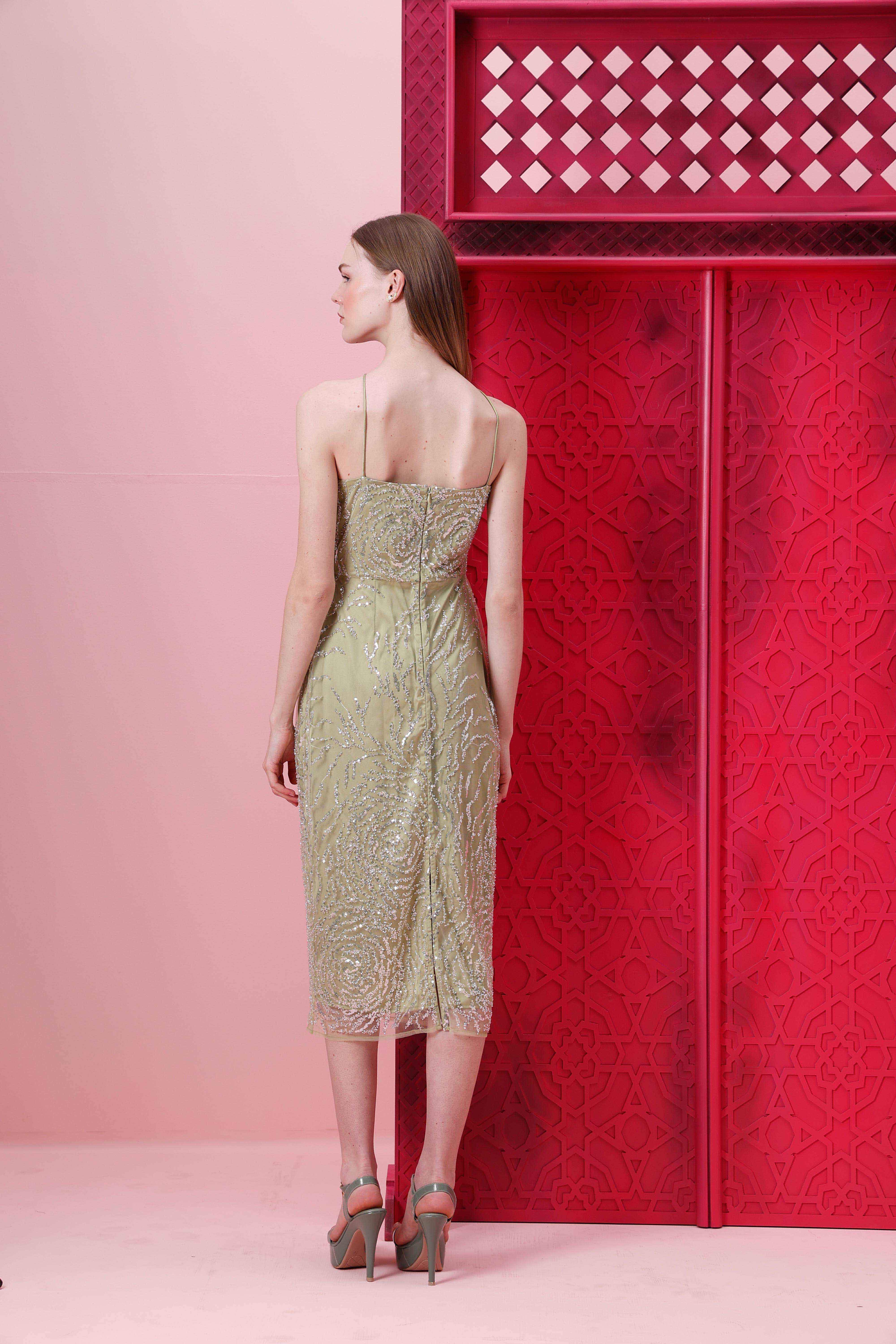 Vero Moda Marquee Sage Green Strappy Midi Dress - Image 9