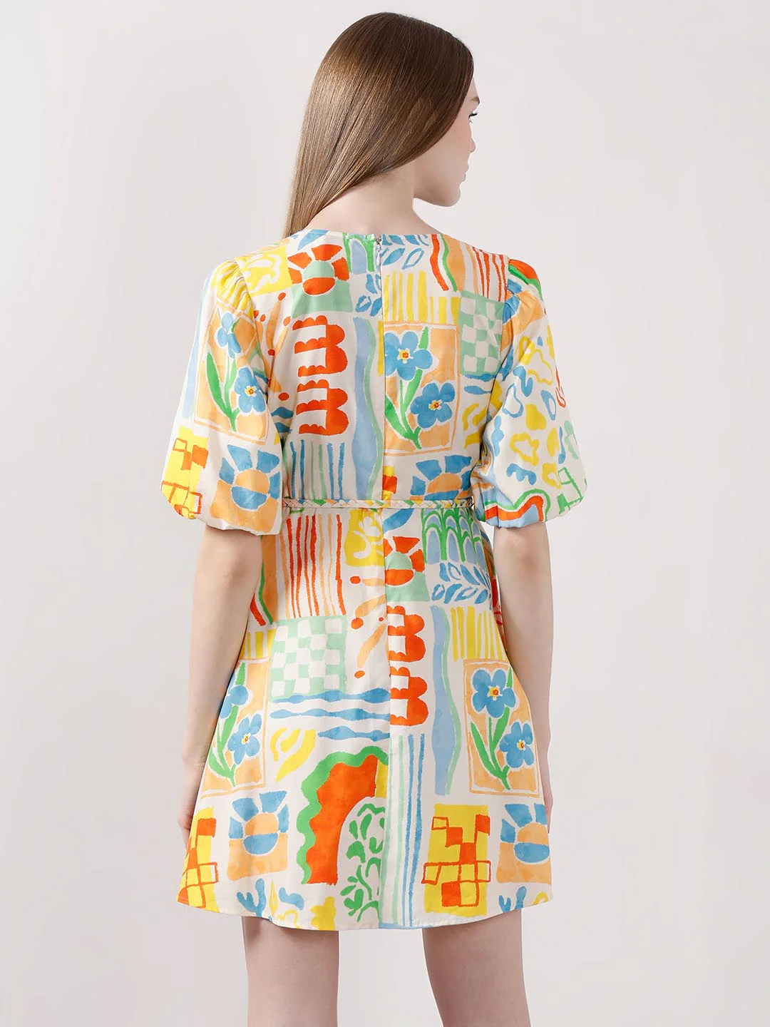 Vero Moda White Printed Puff Sleeves Dress - Image 3