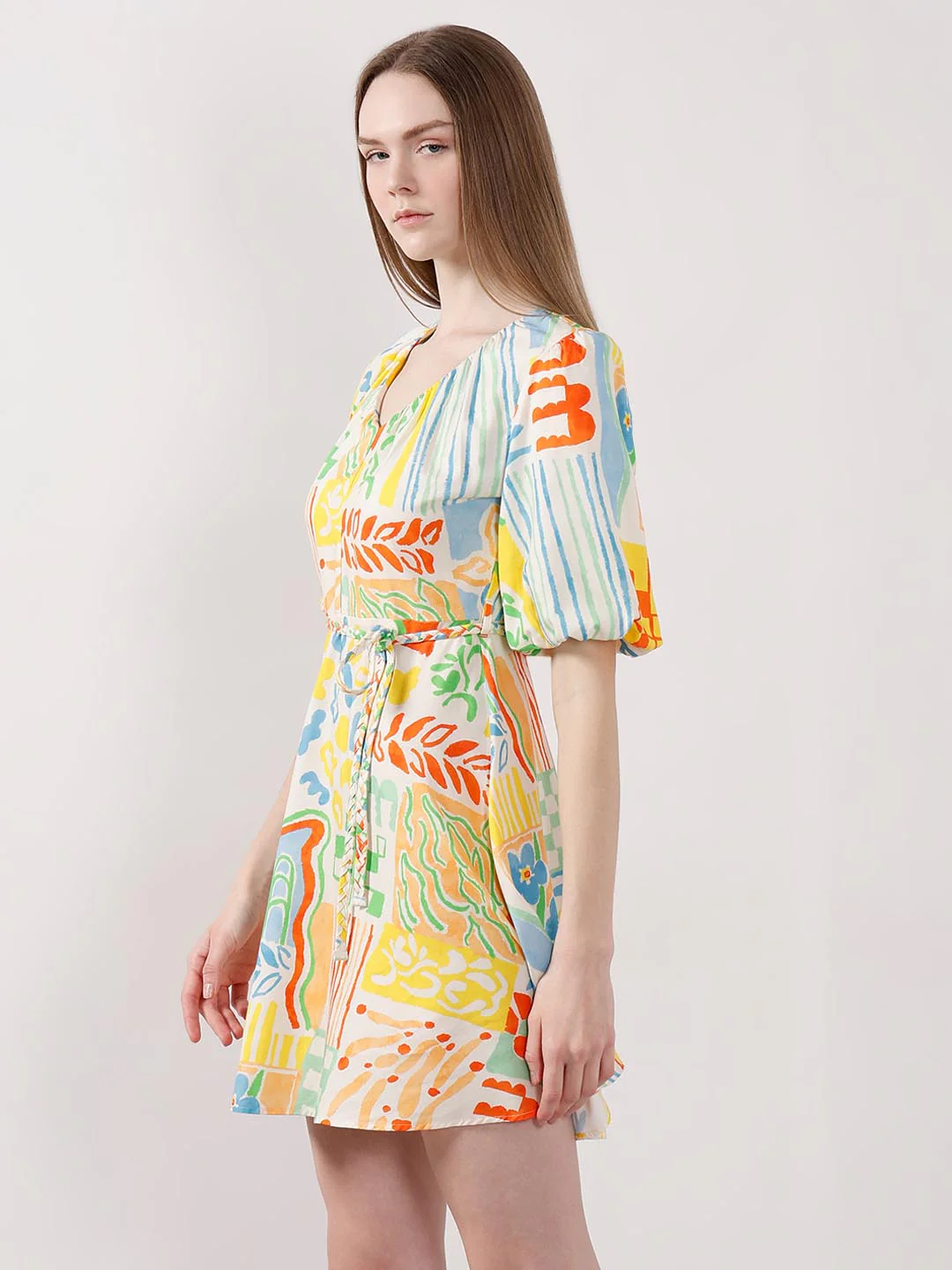 Vero Moda White Printed Puff Sleeves Dress - Image 4