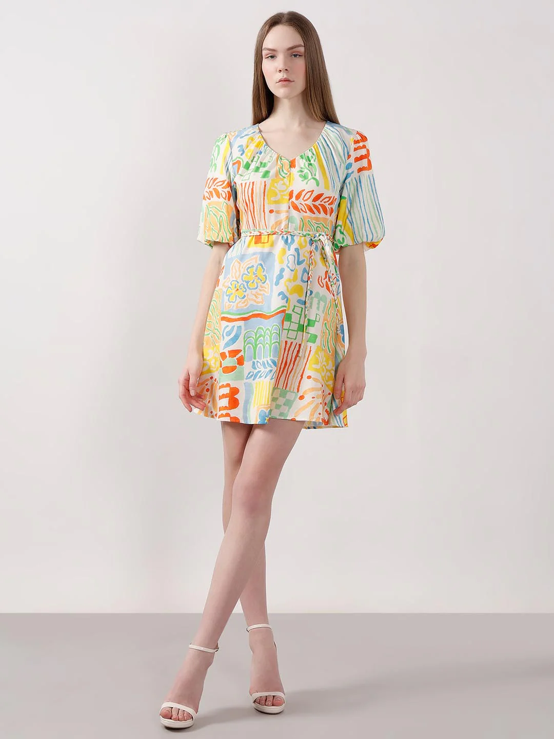 Vero Moda White Printed Puff Sleeves Dress - Image 5