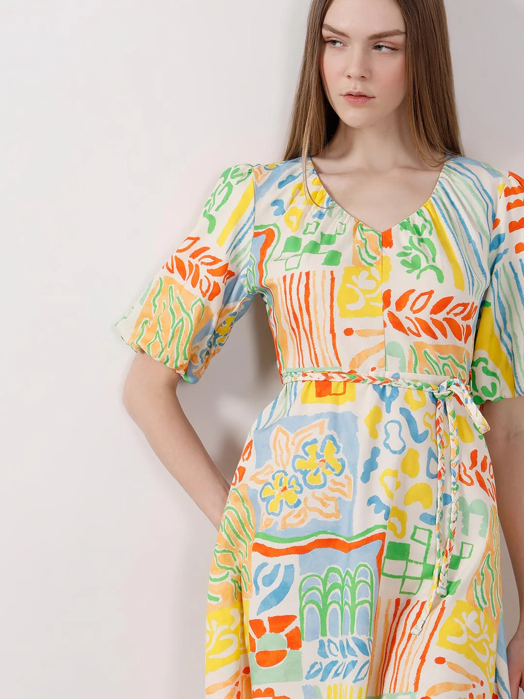 Vero Moda White Printed Puff Sleeves Dress - Image 6