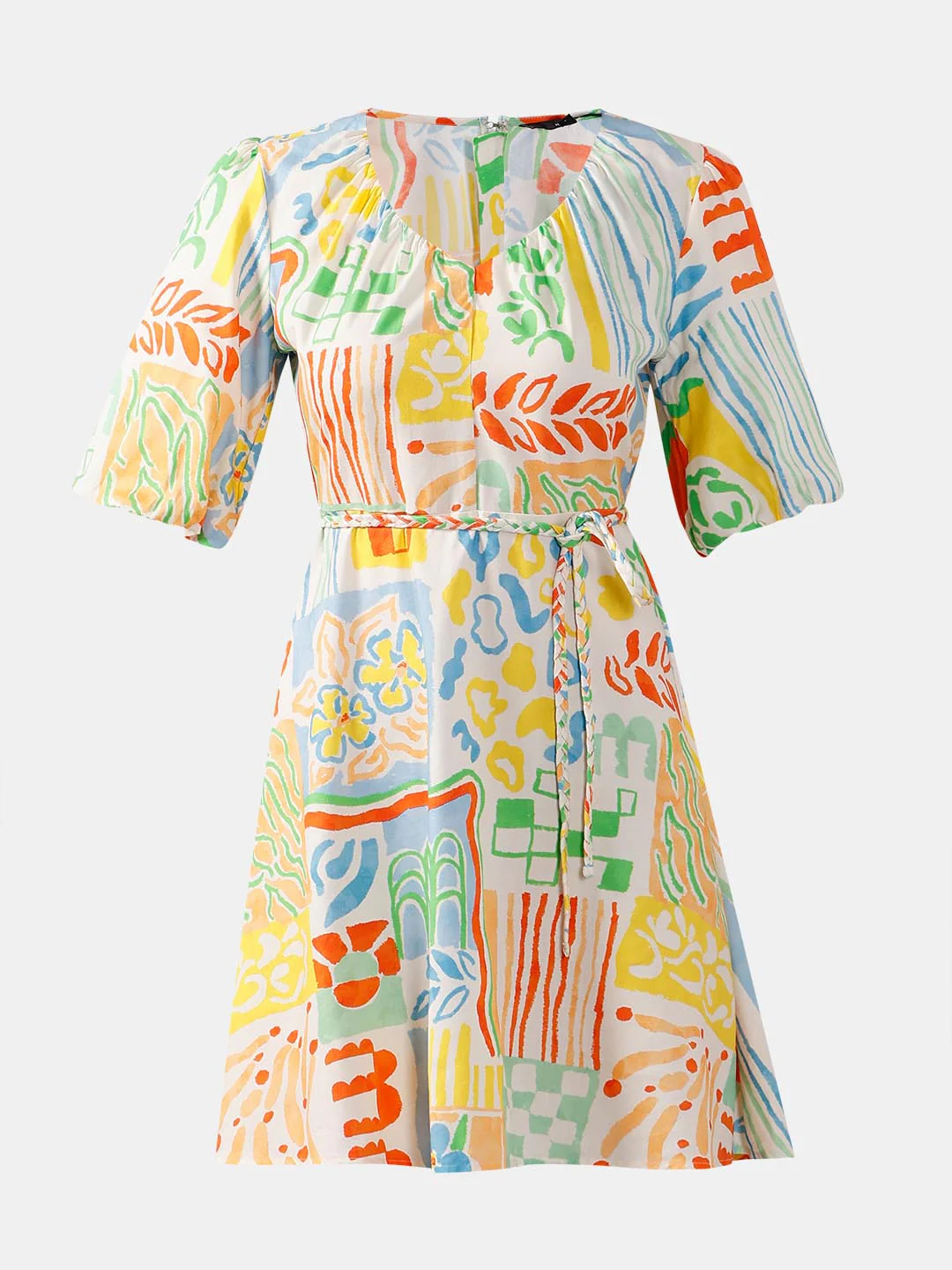 Vero Moda White Printed Puff Sleeves Dress - Image 7