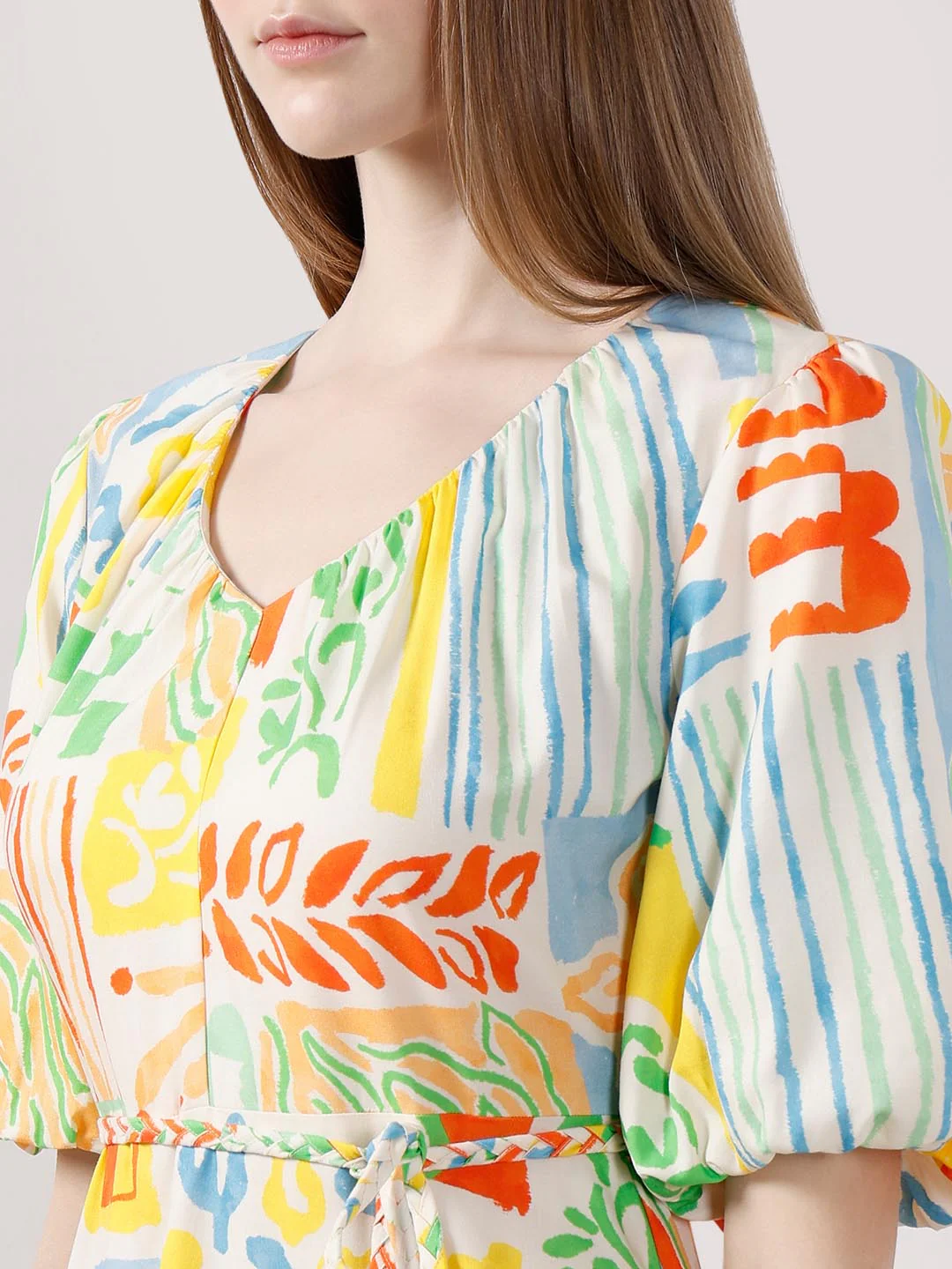Vero Moda White Printed Puff Sleeves Dress - Image 8