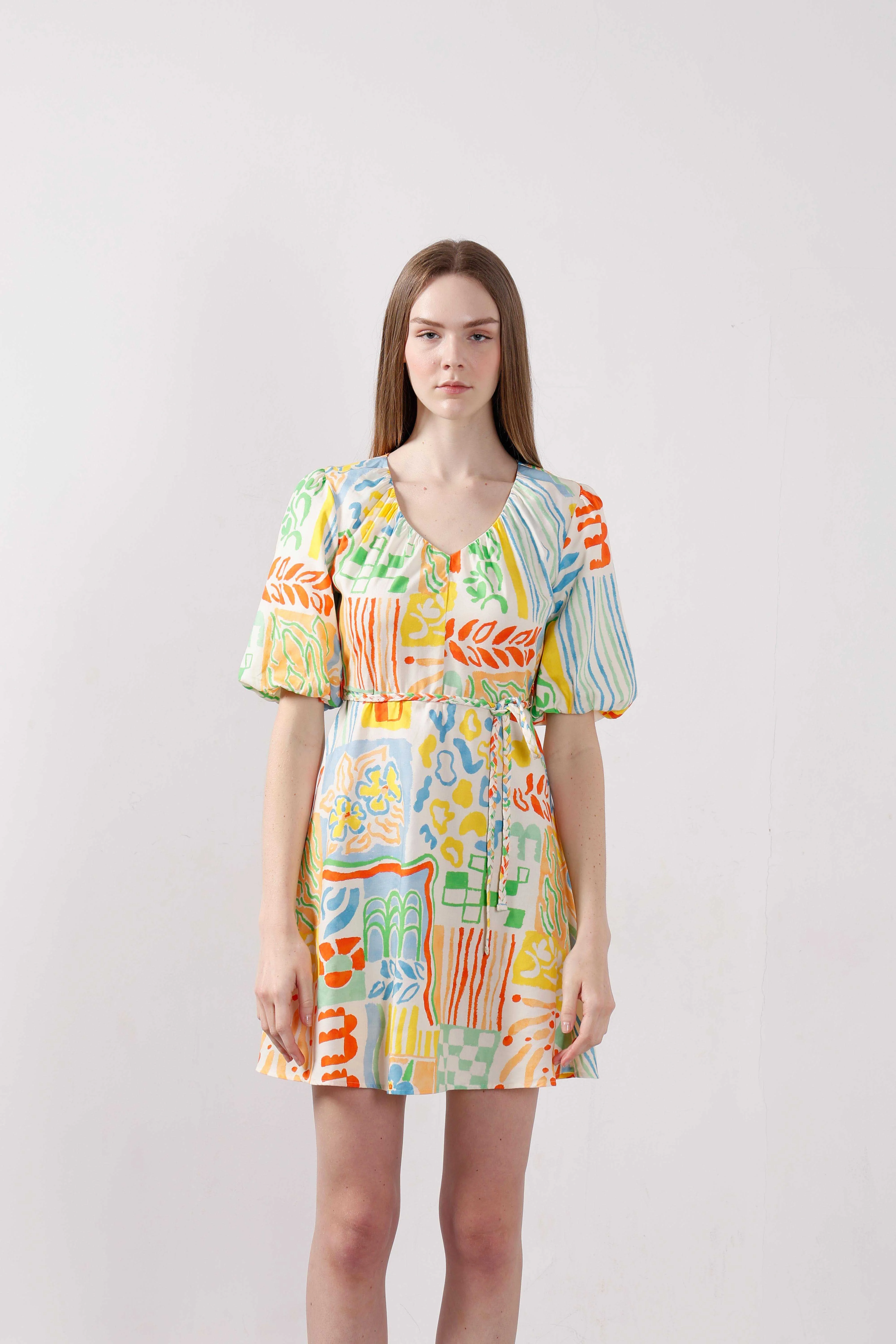 Vero Moda White Printed Puff Sleeves Dress - Image 9