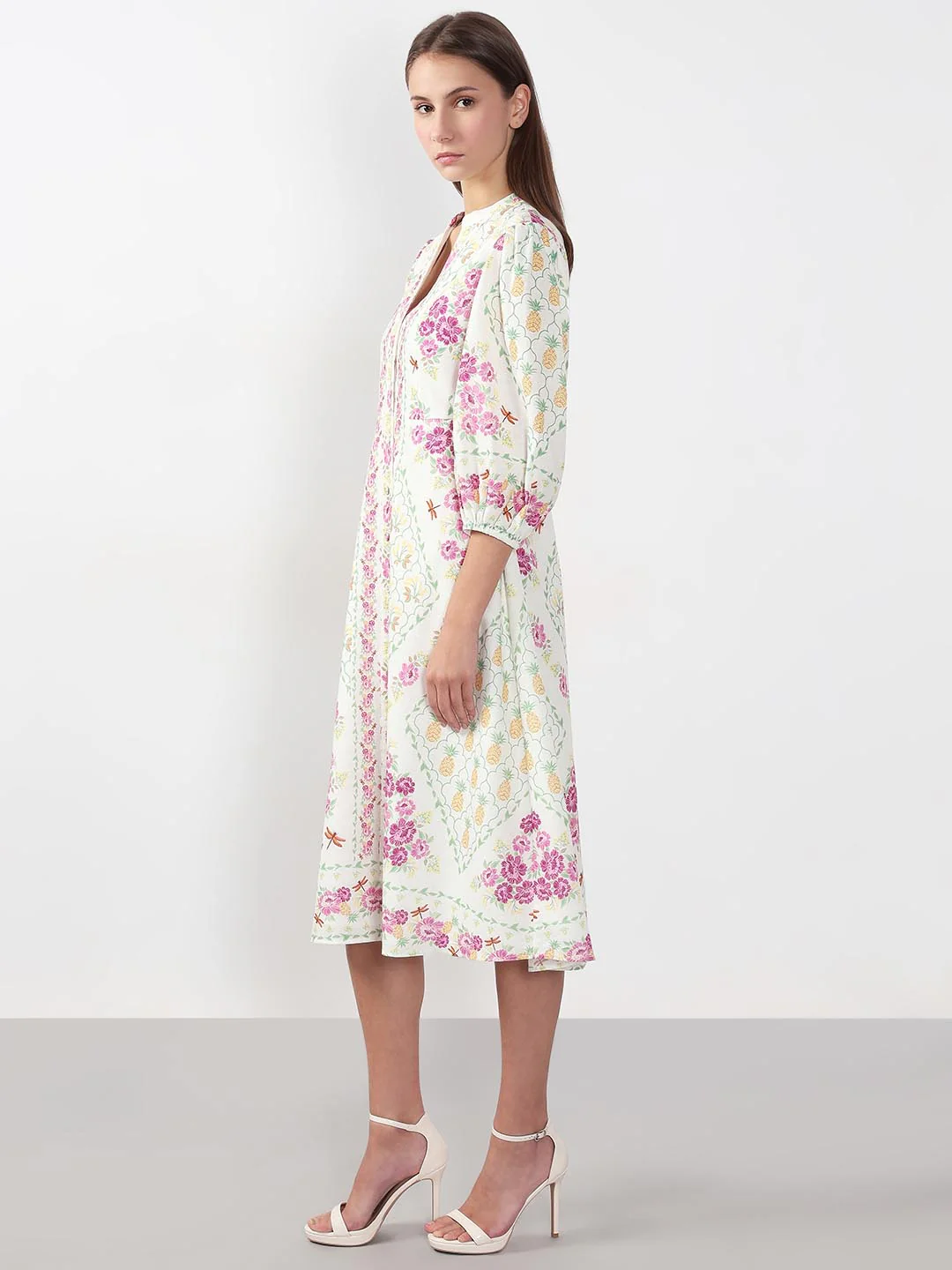 Vero Moda White Printed Cotton Midi Dress - Image 3