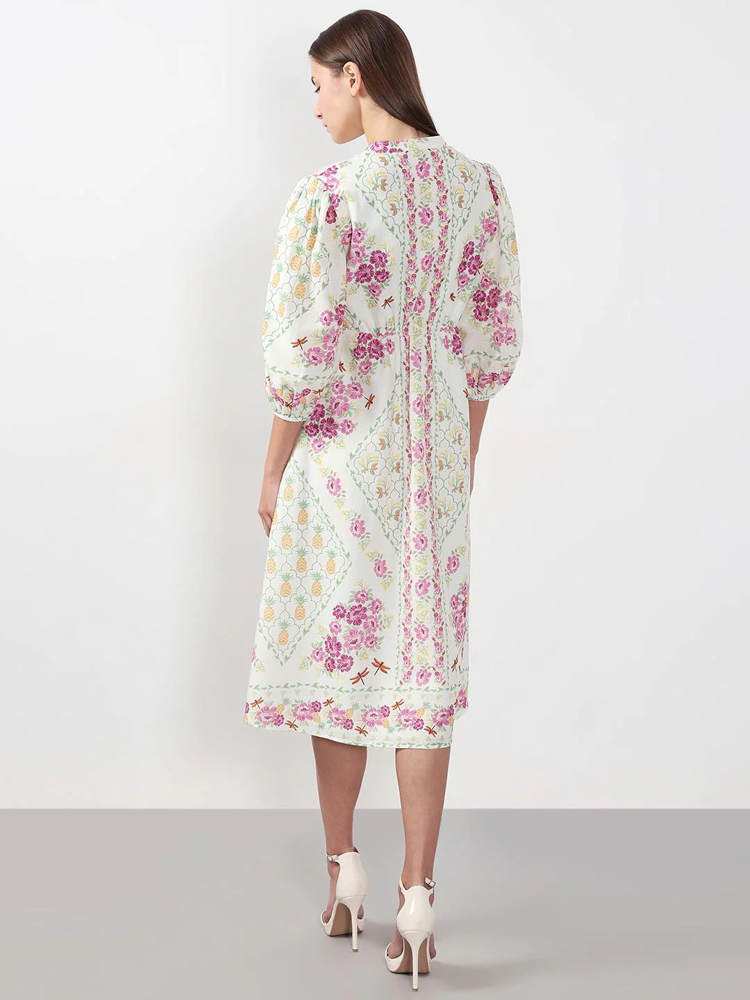 Vero Moda White Printed Cotton Midi Dress - Image 4