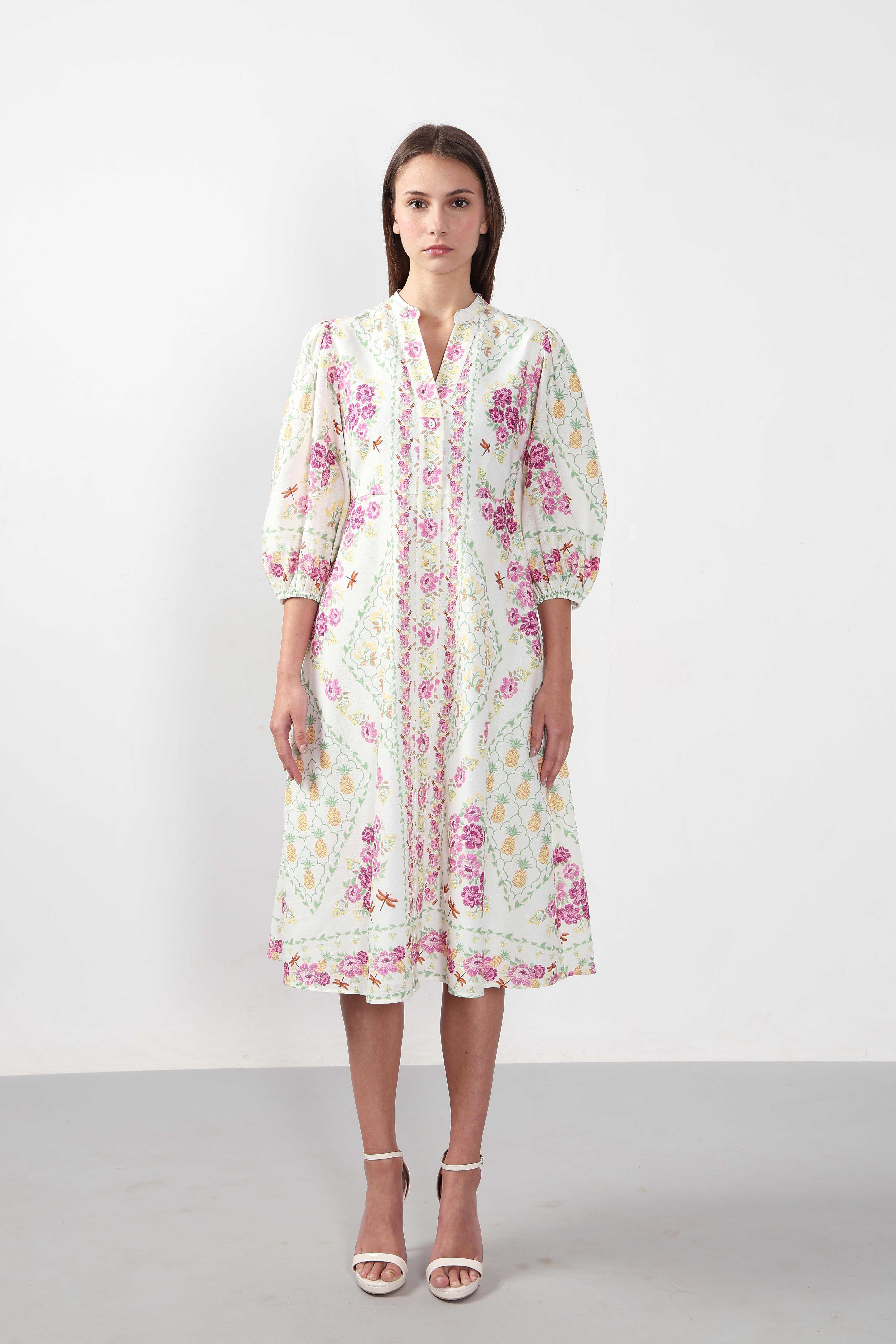 Vero Moda White Printed Cotton Midi Dress - Image 8