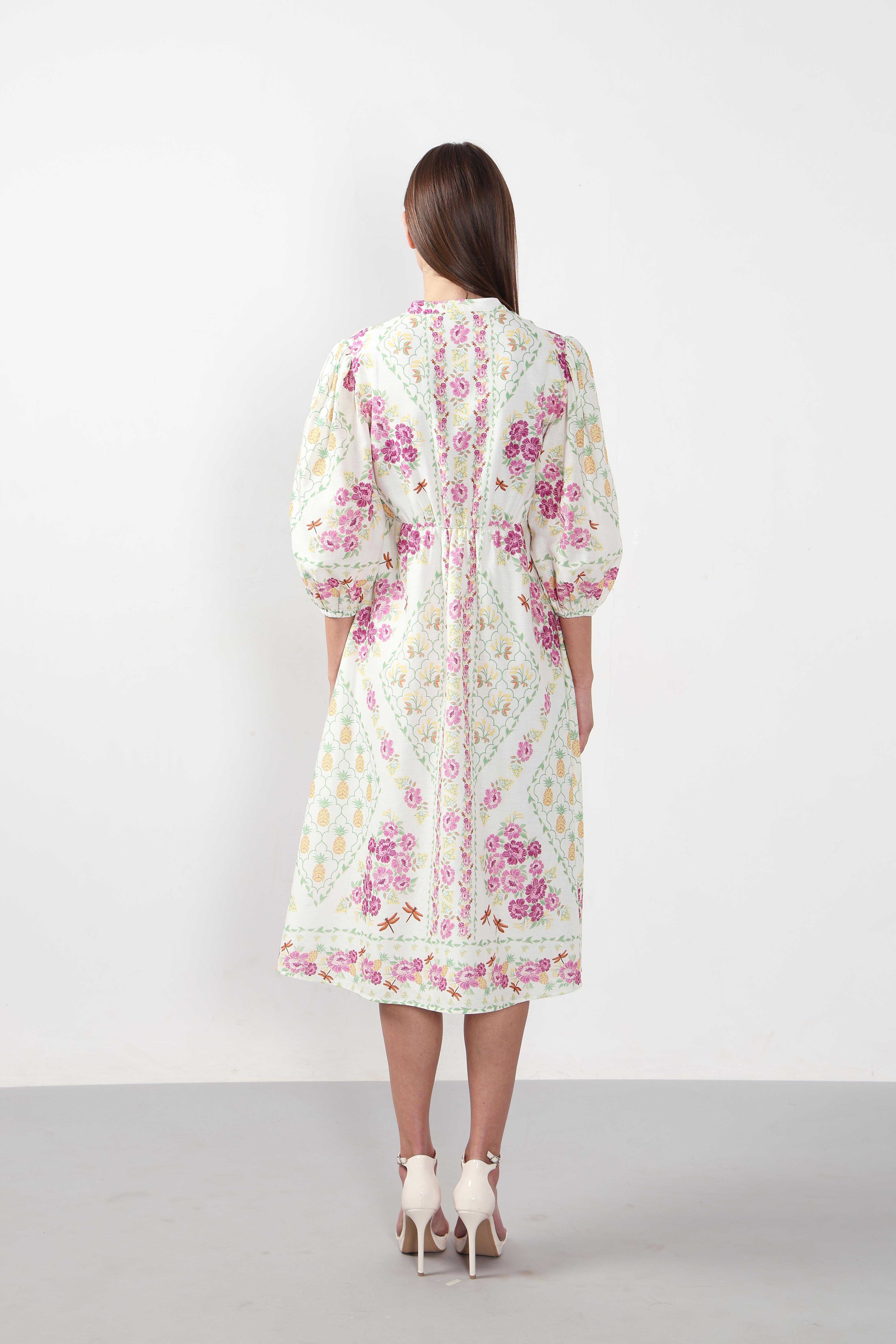 Vero Moda White Printed Cotton Midi Dress - Image 9