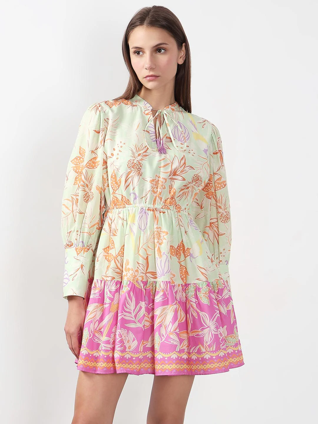 Vero Moda Green Floral Fit & Flare Dress - Image 2