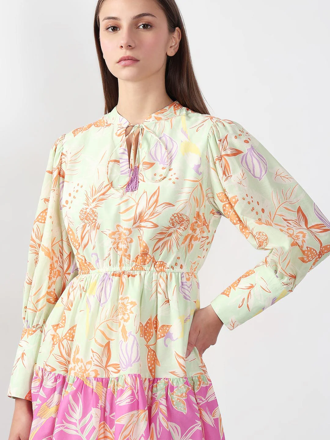 Vero Moda Green Floral Fit & Flare Dress - Image 6