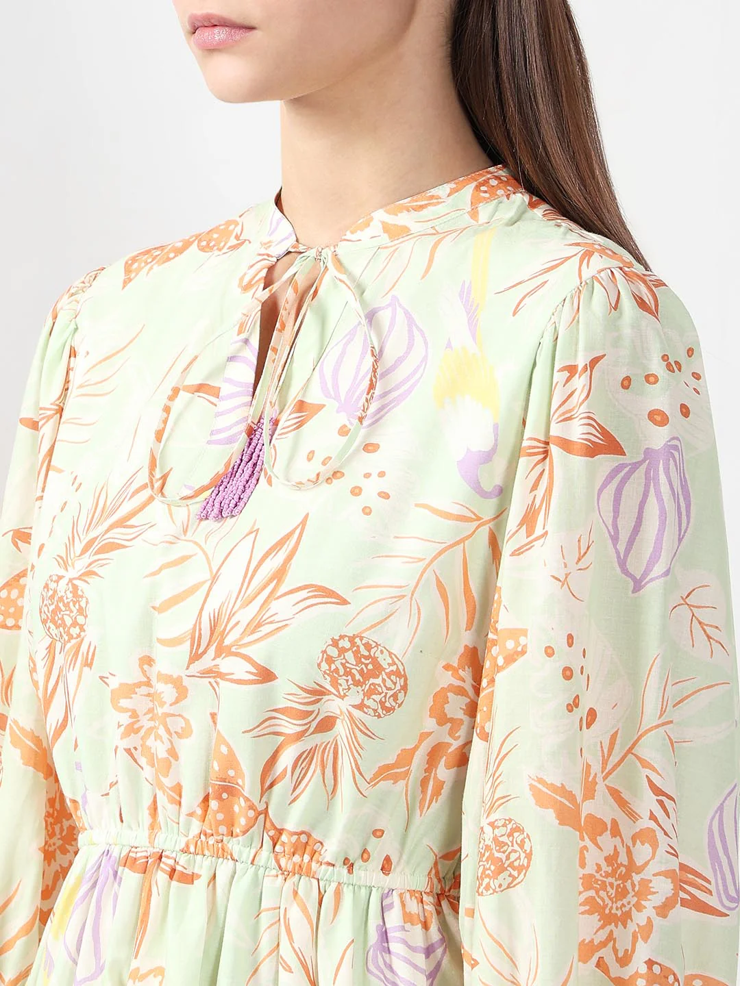 Vero Moda Green Floral Fit & Flare Dress - Image 8