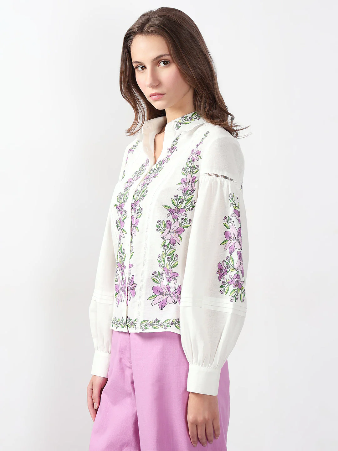 VERO MODA White Floral Print Cotton Shirt - Image 3