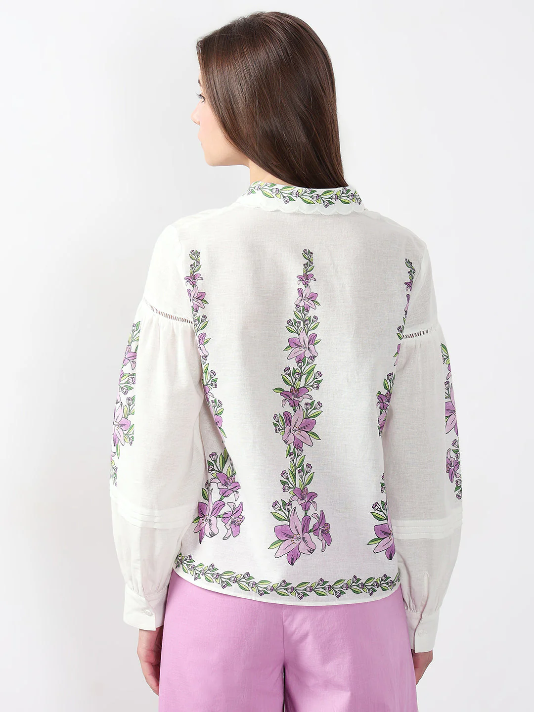 VERO MODA White Floral Print Cotton Shirt - Image 4