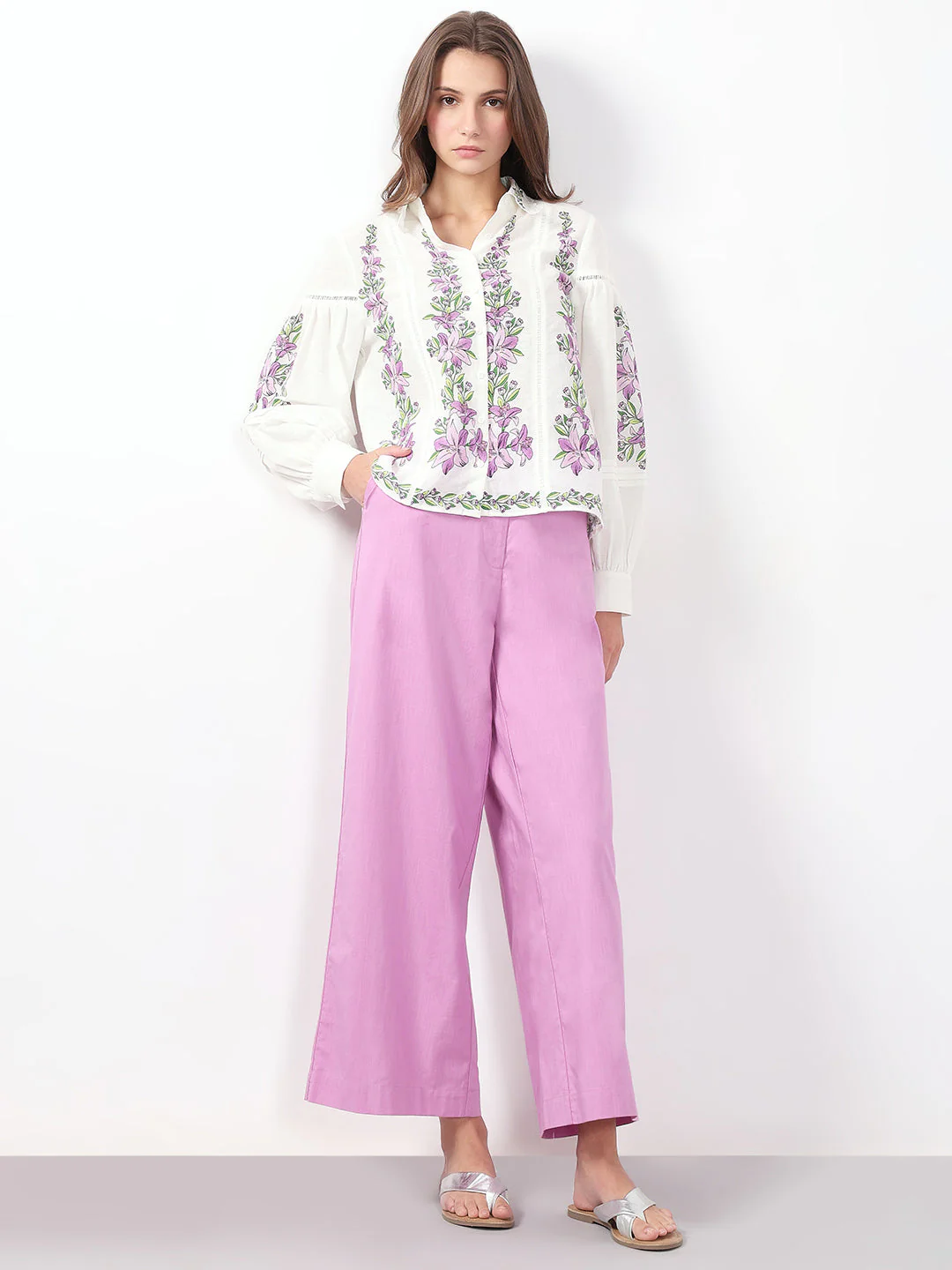 VERO MODA White Floral Print Cotton Shirt - Image 5