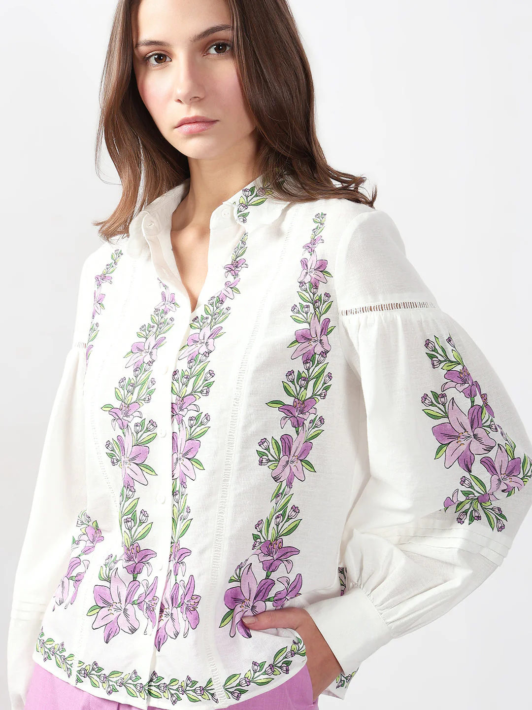 VERO MODA White Floral Print Cotton Shirt - Image 6