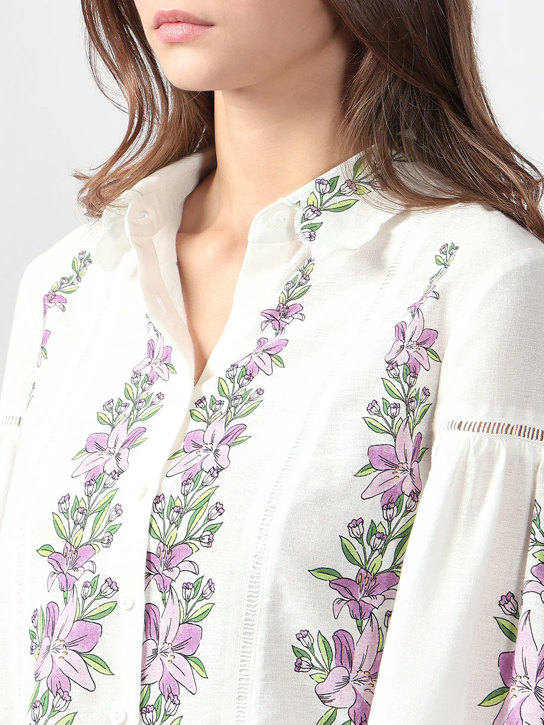 VERO MODA White Floral Print Cotton Shirt - Image 8