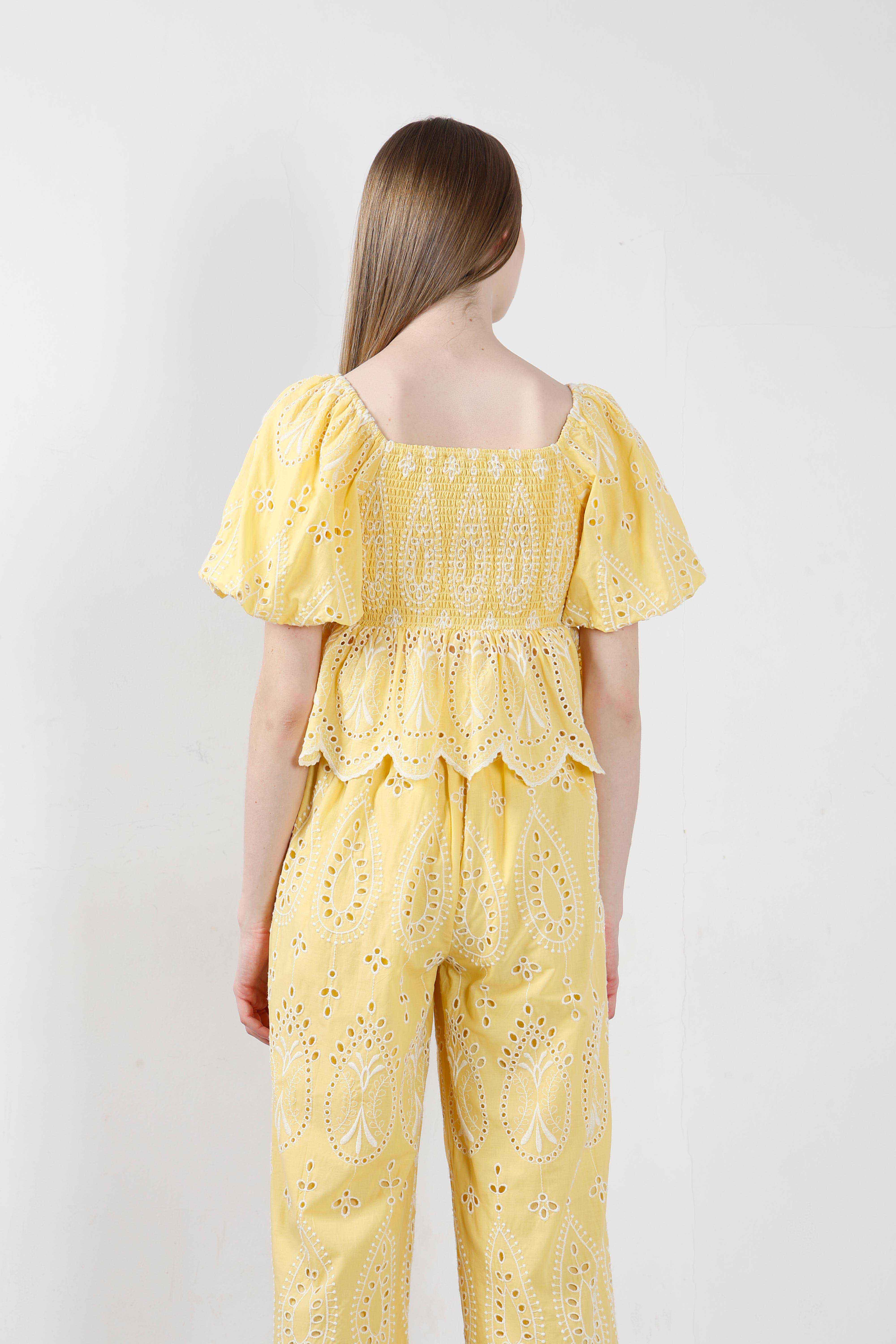 Vero Moda Yellow Schiffli Embroidered Top - Image 10