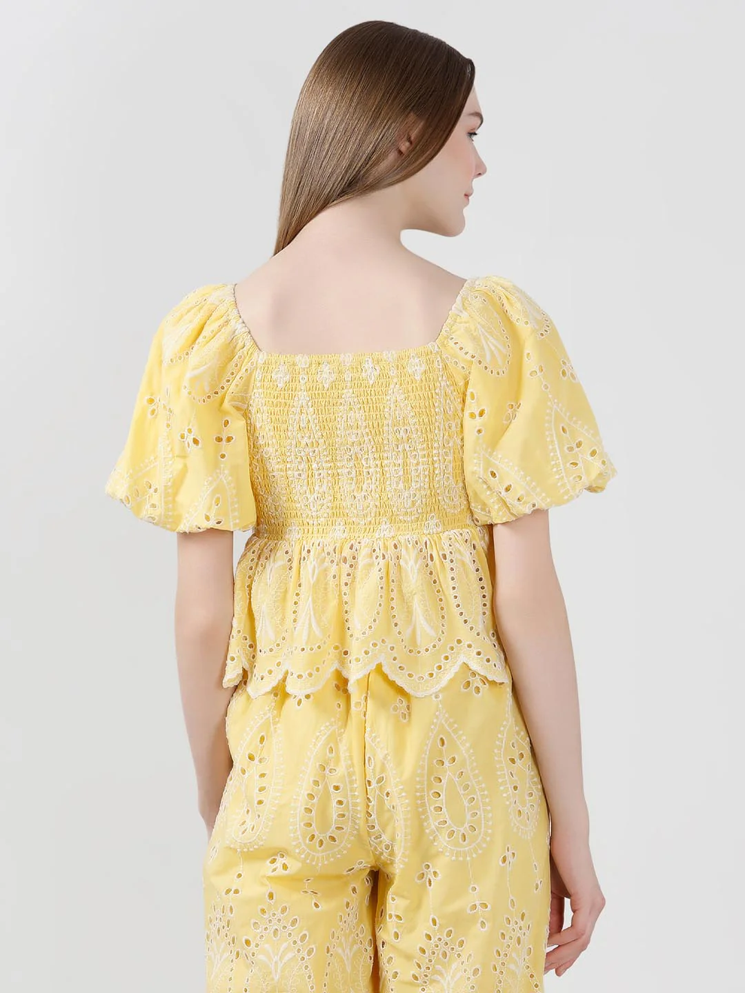 Vero Moda Yellow Schiffli Embroidered Top - Image 3