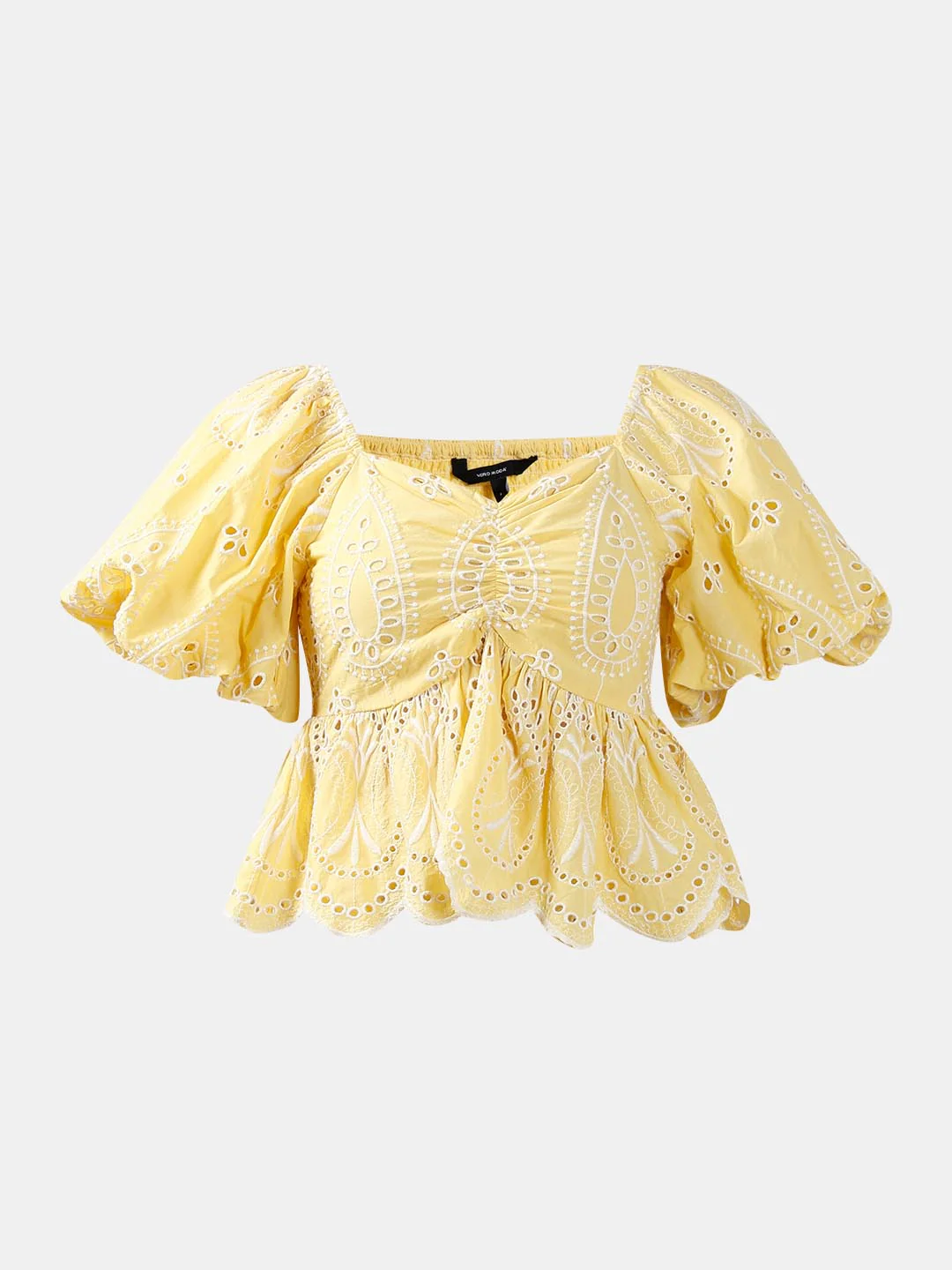 Vero Moda Yellow Schiffli Embroidered Top - Image 7