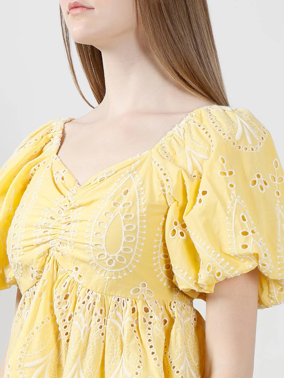 Vero Moda Yellow Schiffli Embroidered Top - Image 8