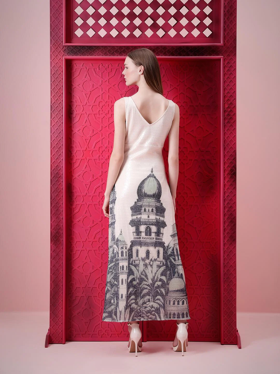 Vero Moda Marquee White Sequin Printed Dress - Image 4