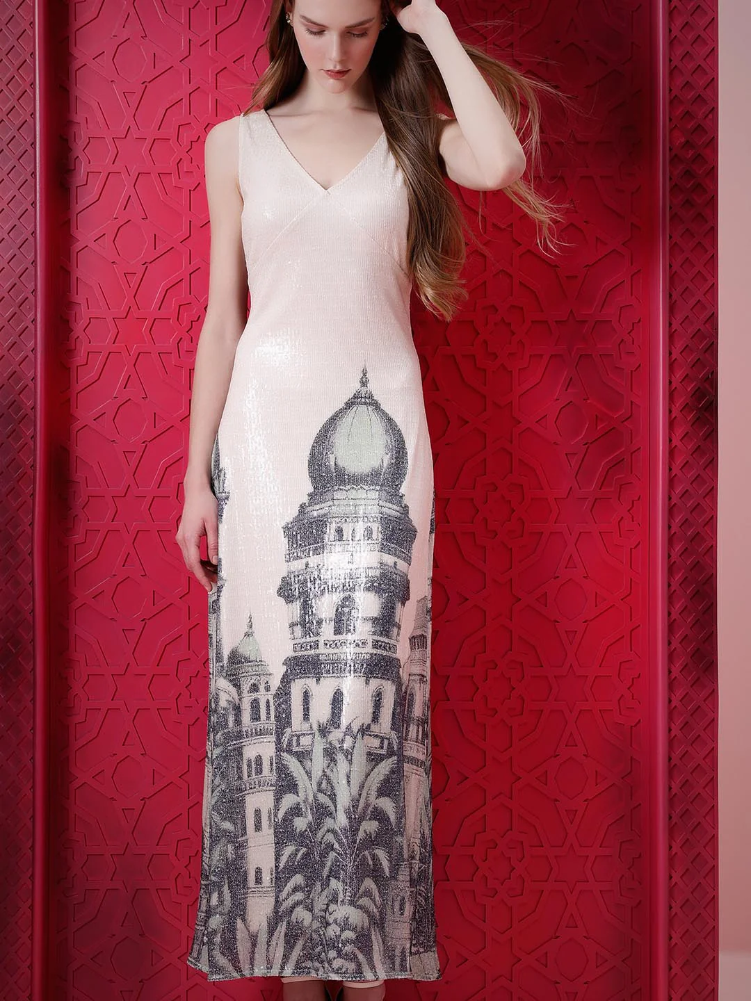 Vero Moda Marquee White Sequin Printed Dress - Image 5